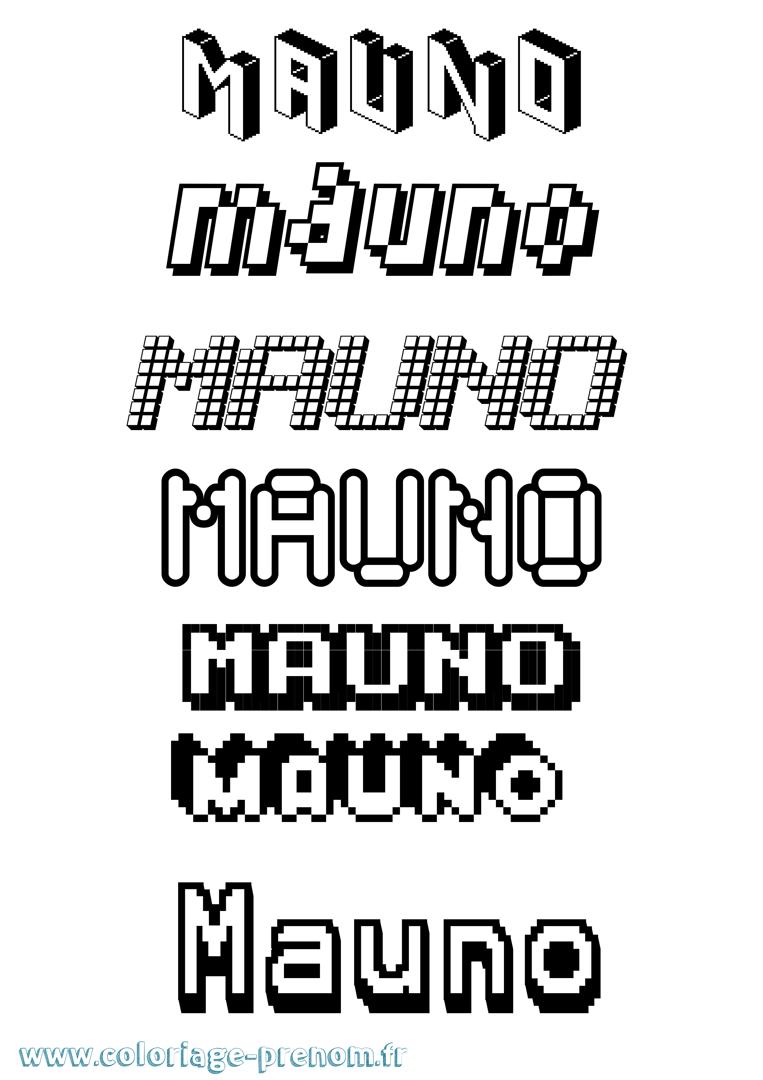 Coloriage prénom Mauno Pixel