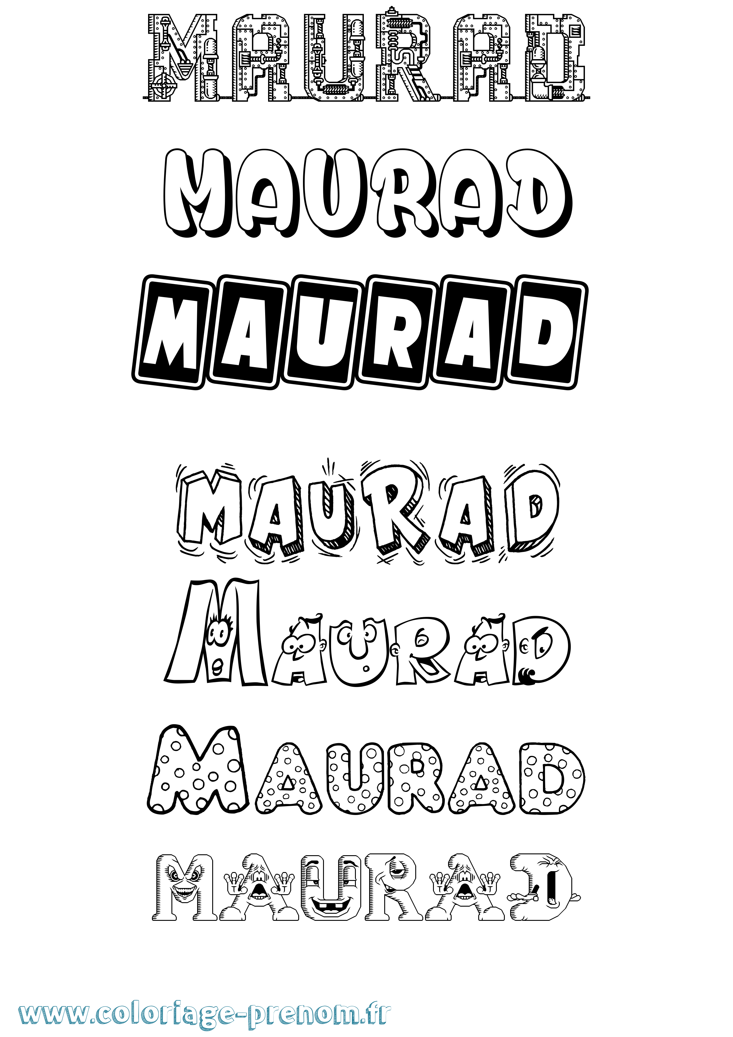 Coloriage prénom Maurad Fun