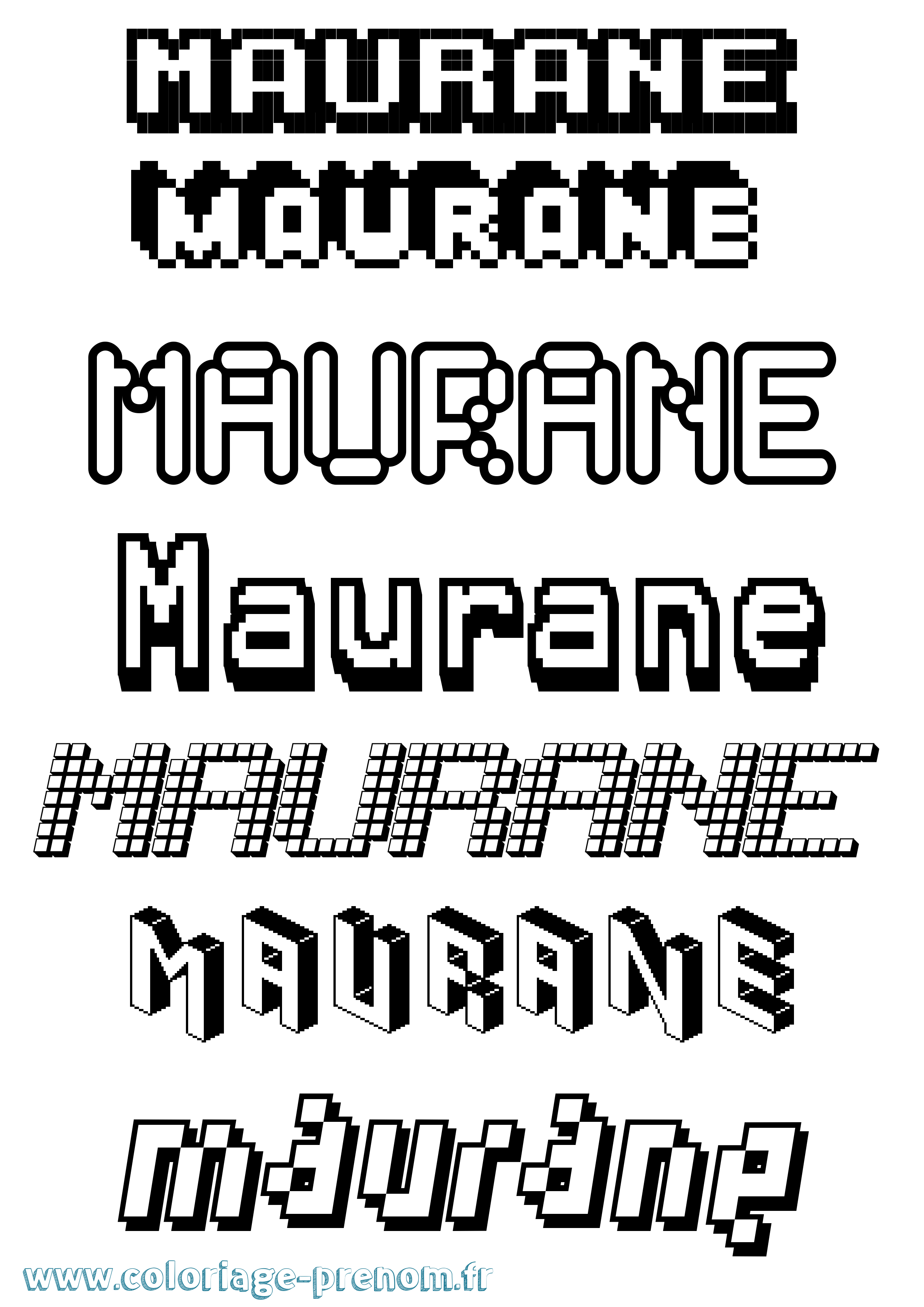 Coloriage prénom Maurane Pixel