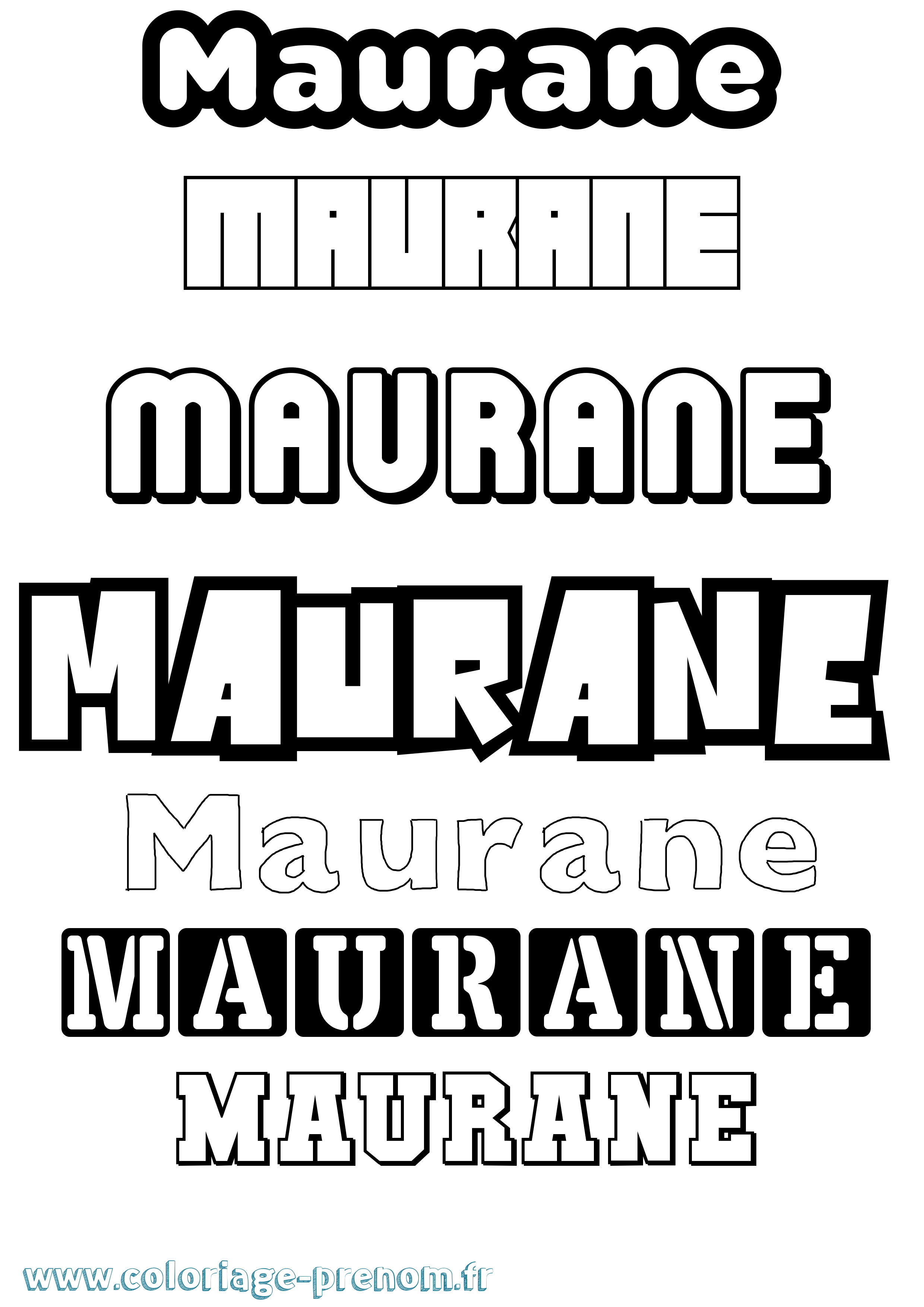 Coloriage prénom Maurane Simple