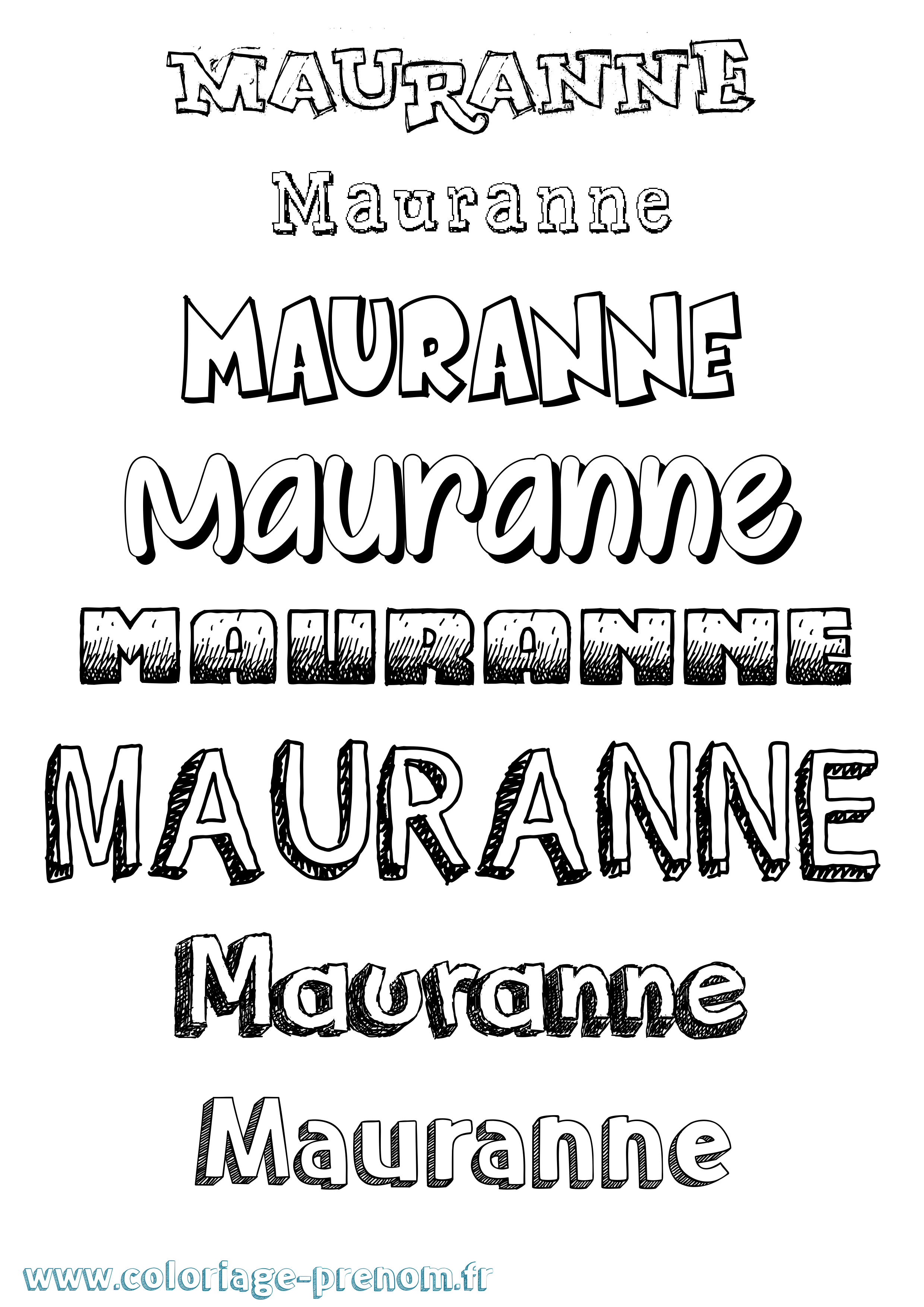 Coloriage prénom Mauranne Dessiné