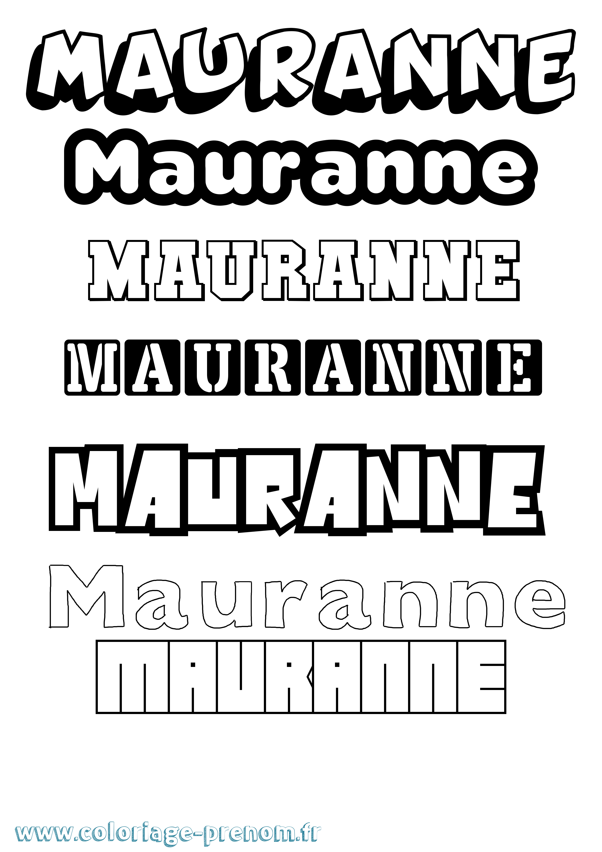 Coloriage prénom Mauranne Simple