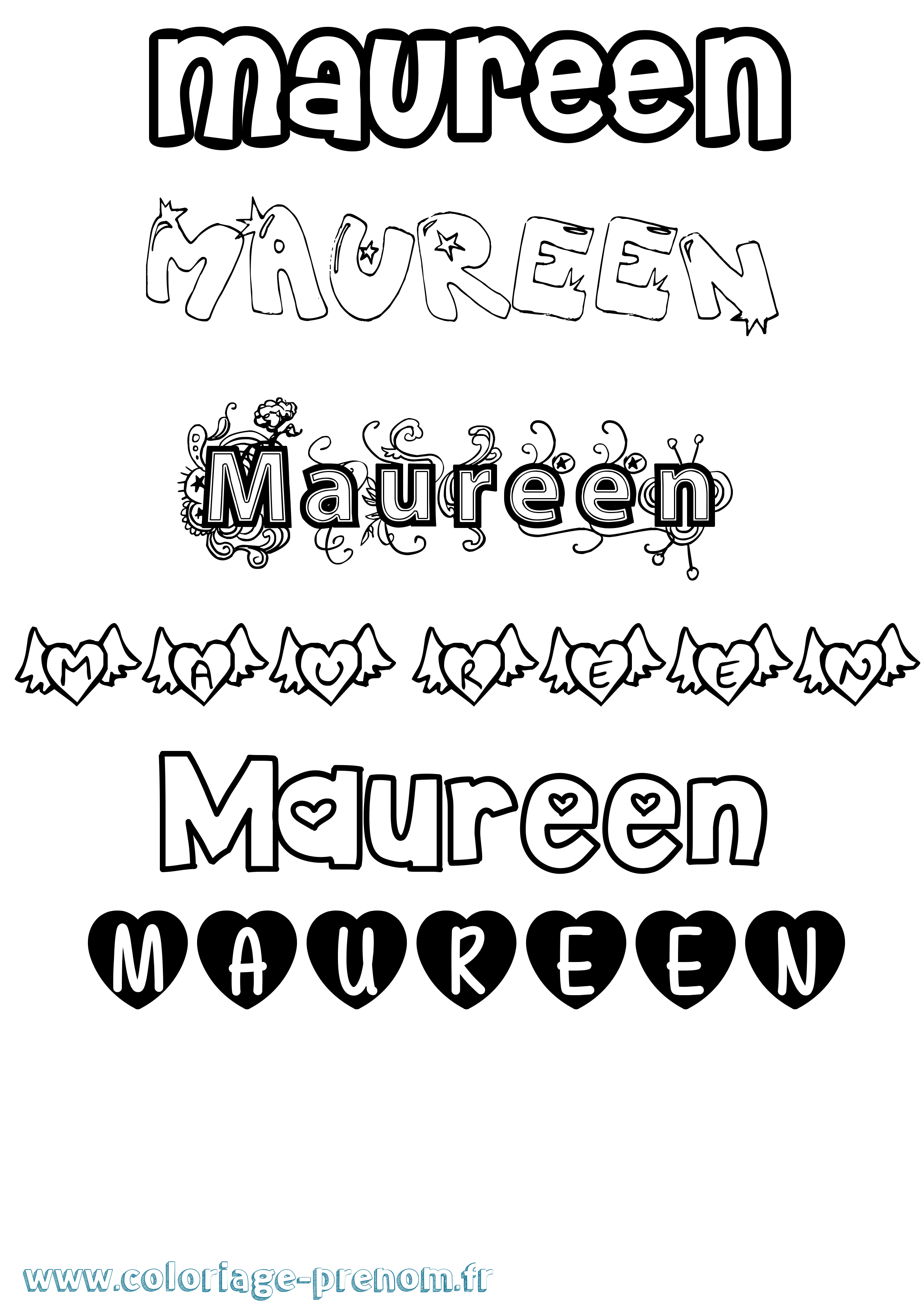 Coloriage prénom Maureen Girly