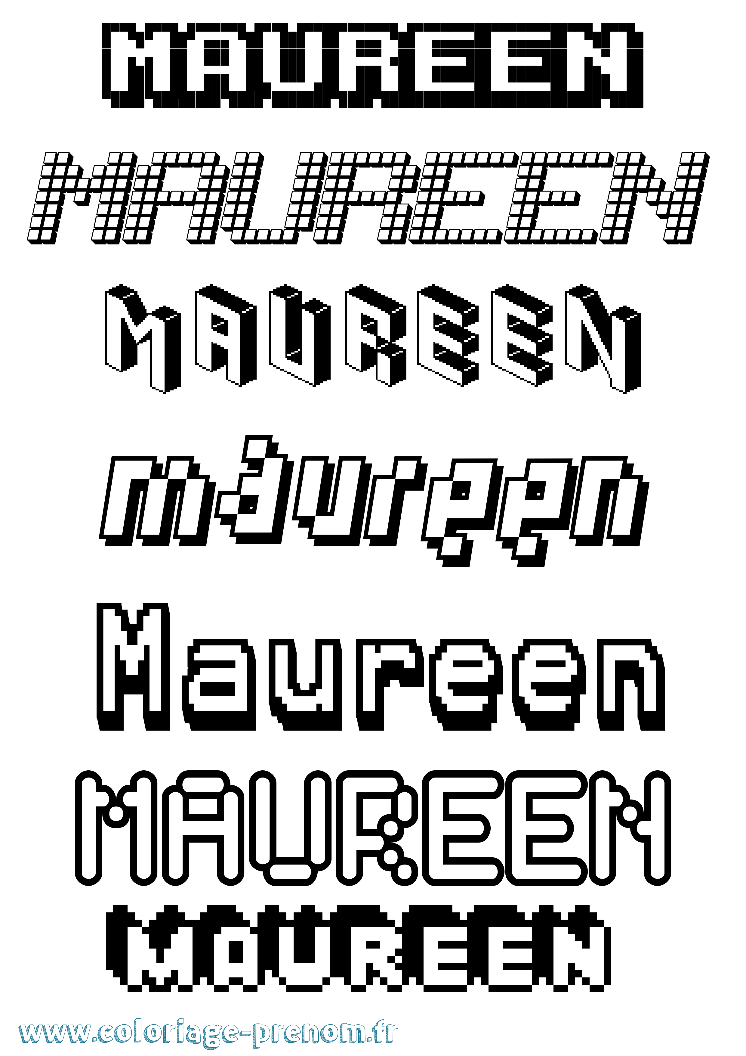 Coloriage prénom Maureen Pixel