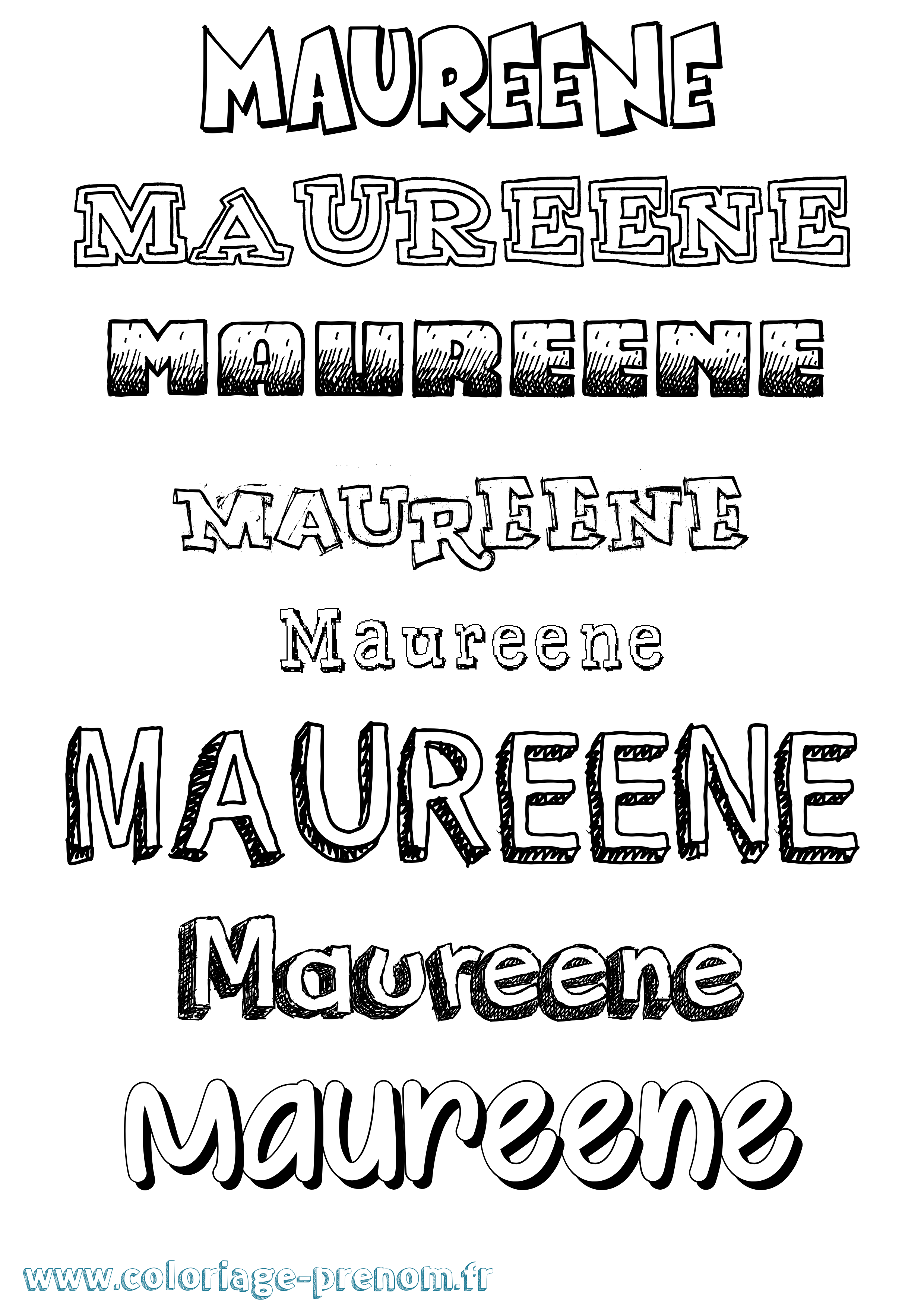 Coloriage prénom Maureene Dessiné