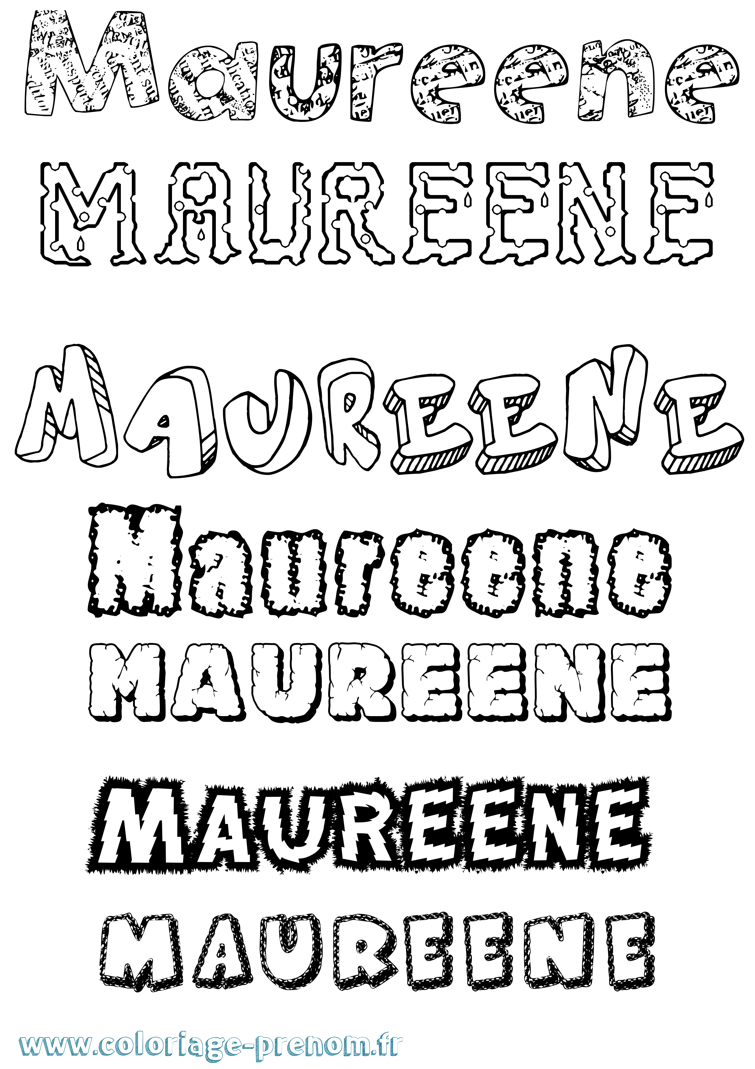 Coloriage prénom Maureene Destructuré