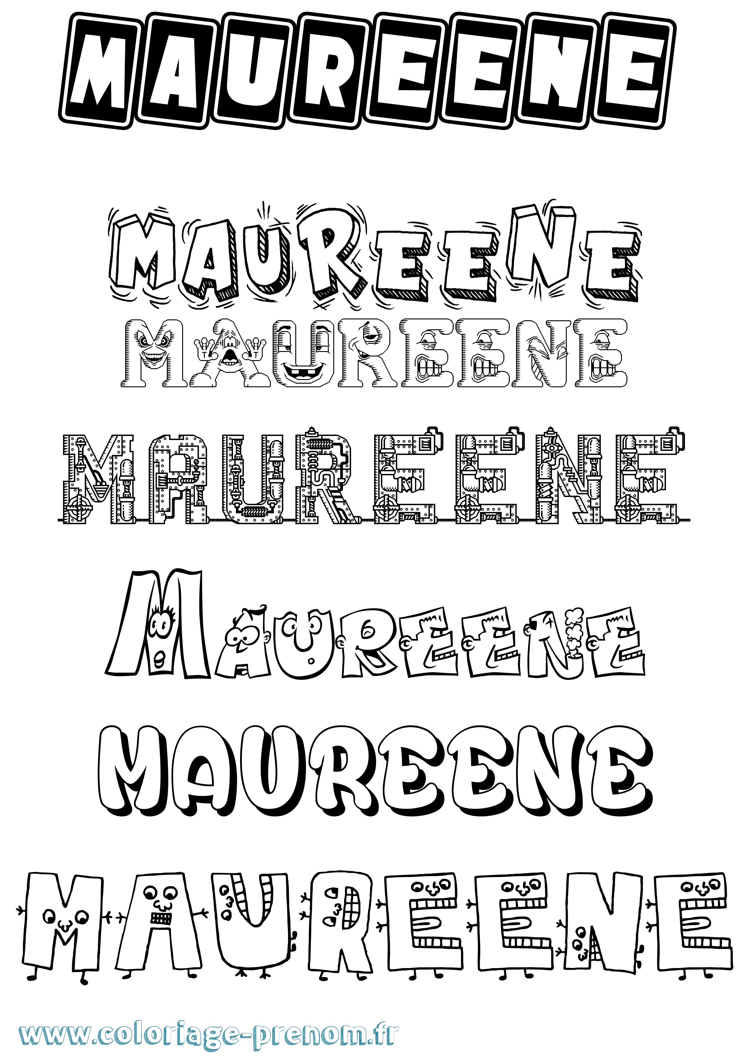 Coloriage prénom Maureene Fun