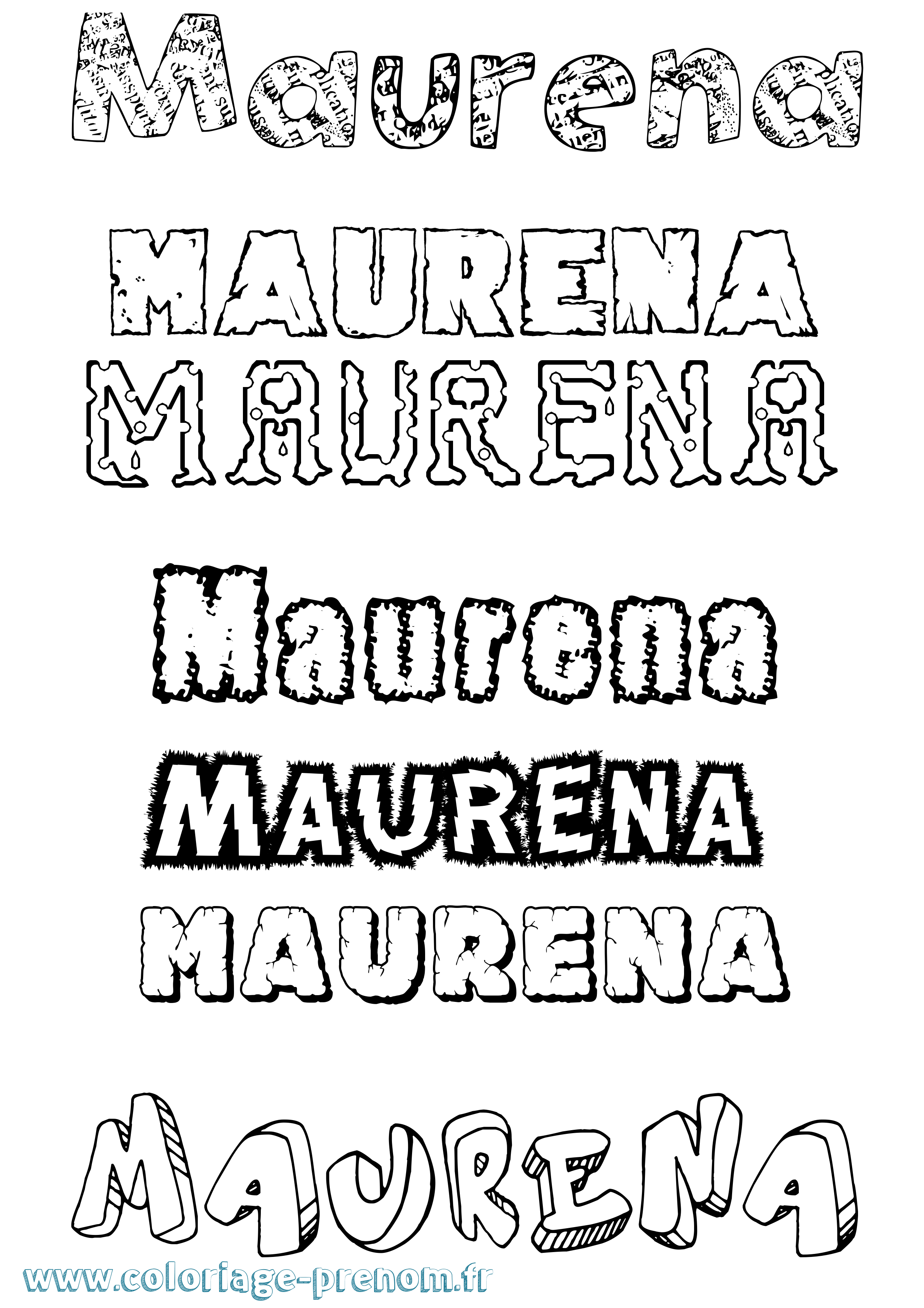 Coloriage prénom Maurena Destructuré
