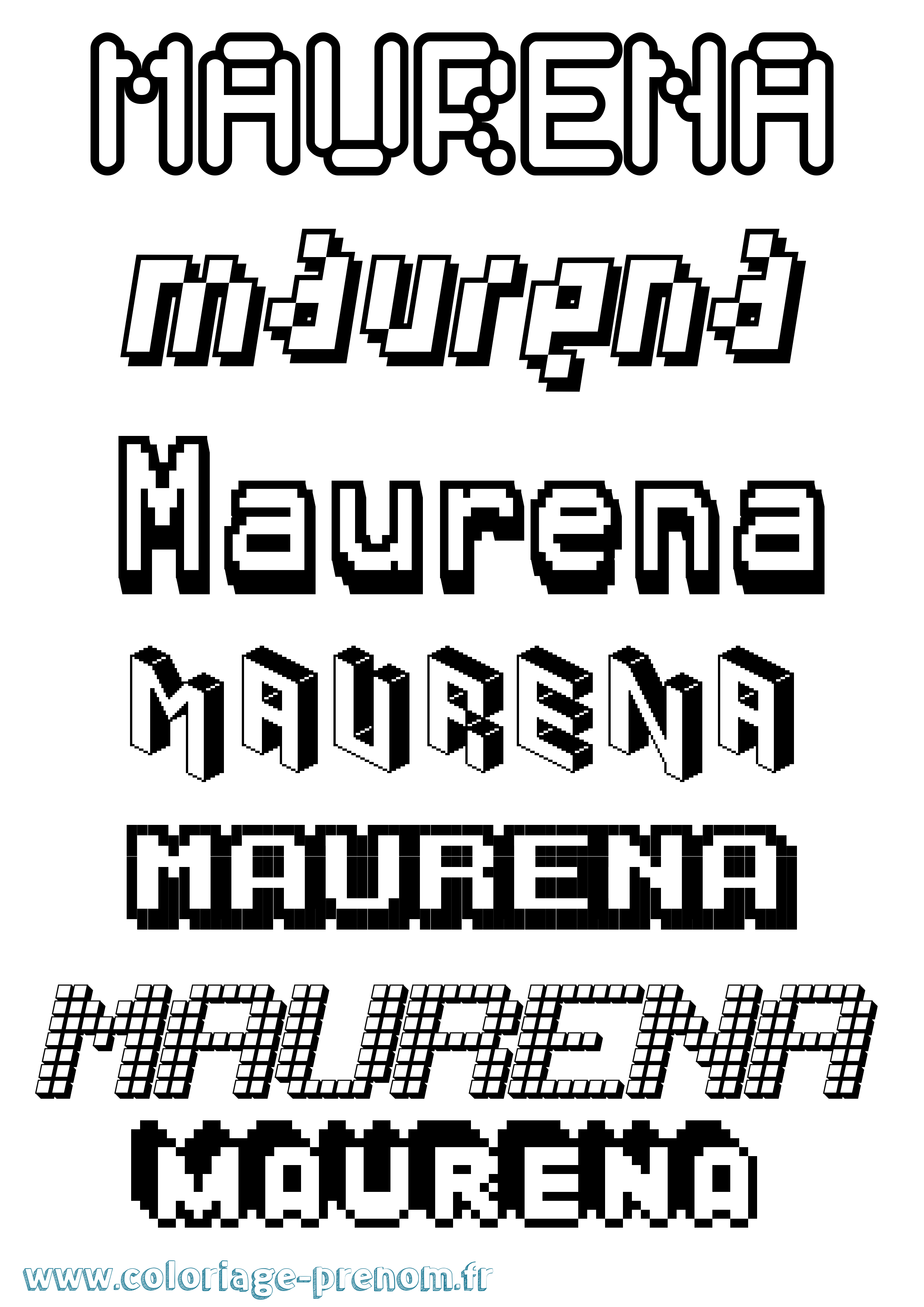 Coloriage prénom Maurena Pixel