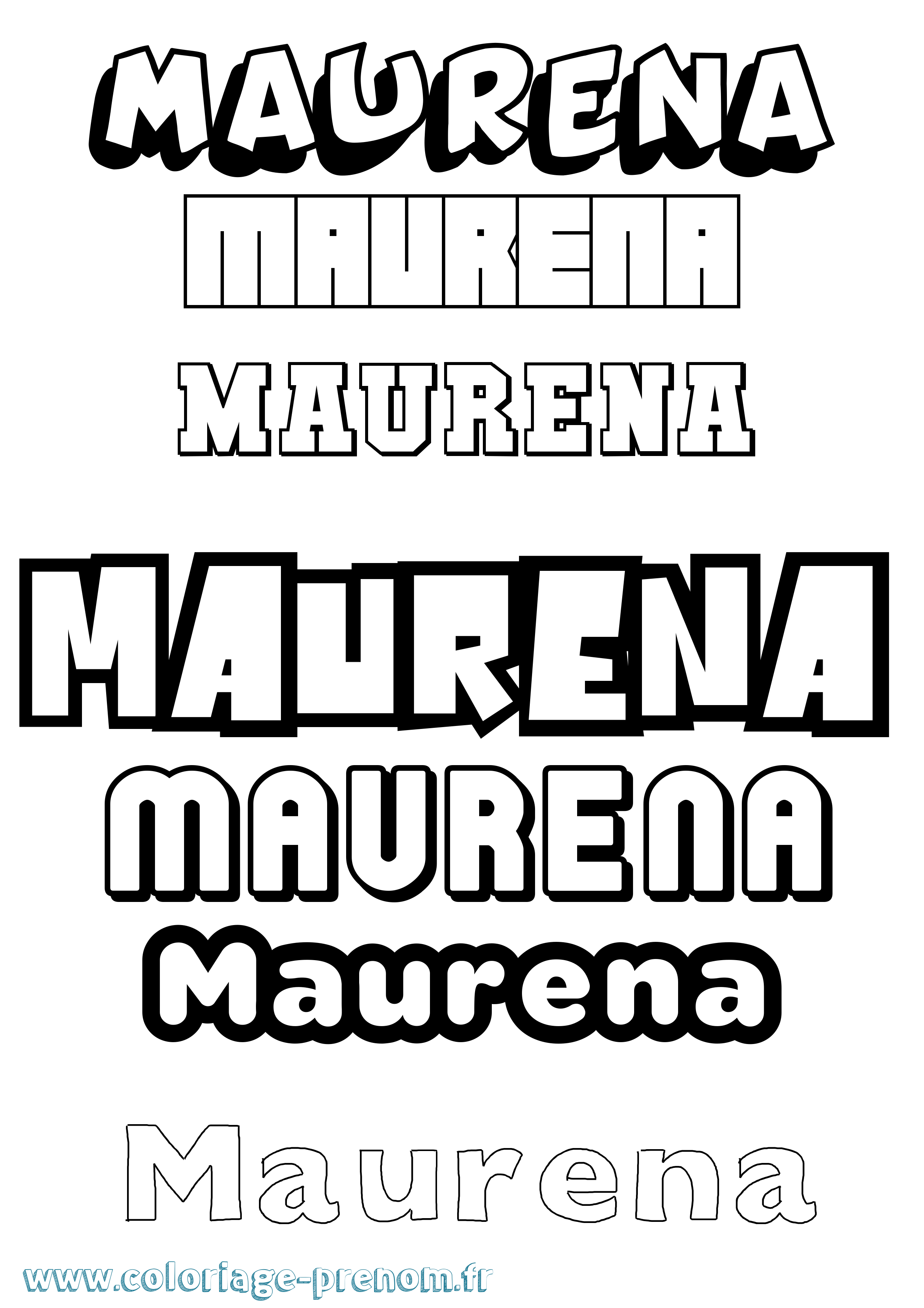 Coloriage prénom Maurena Simple