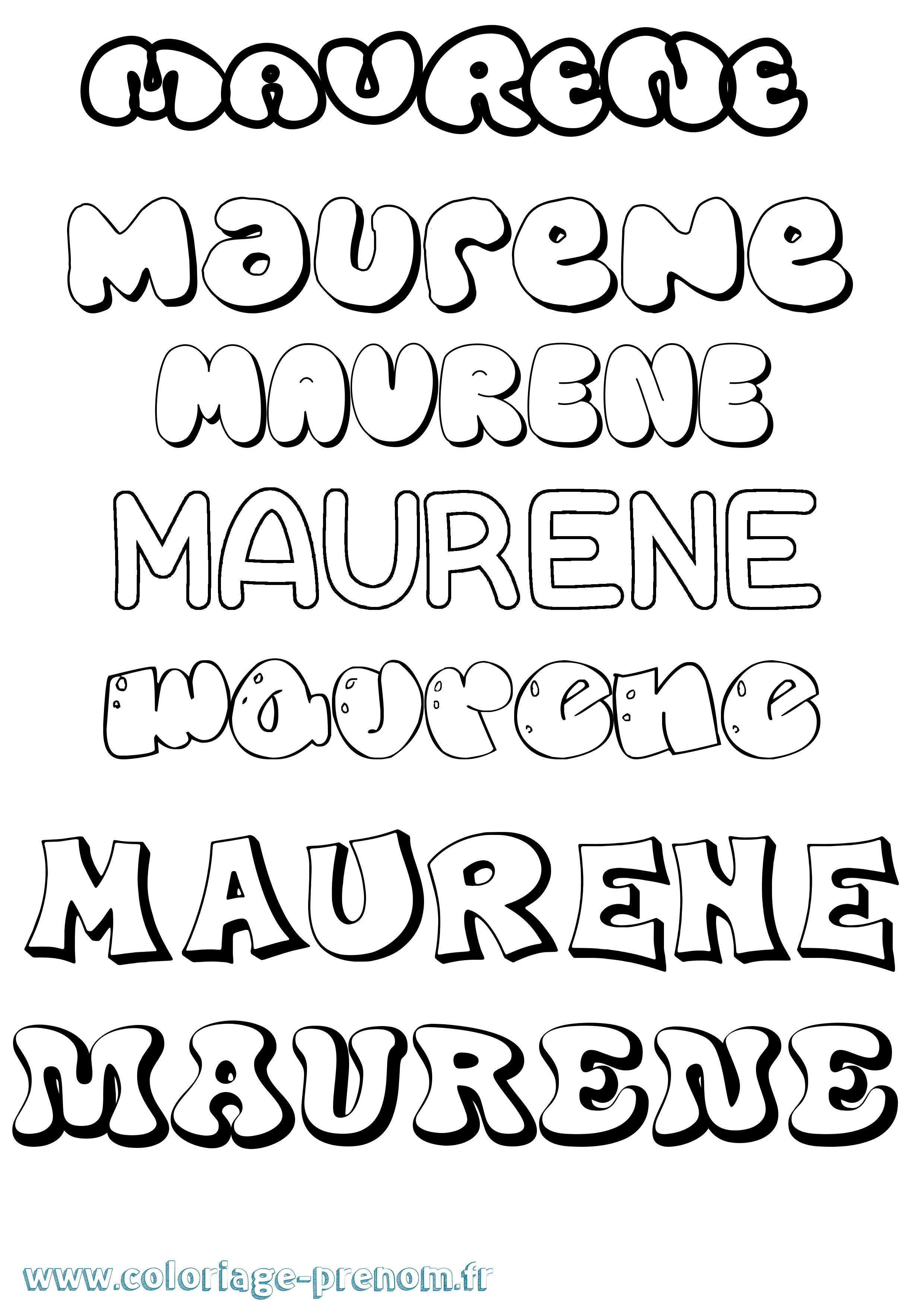 Coloriage prénom Maurene Bubble