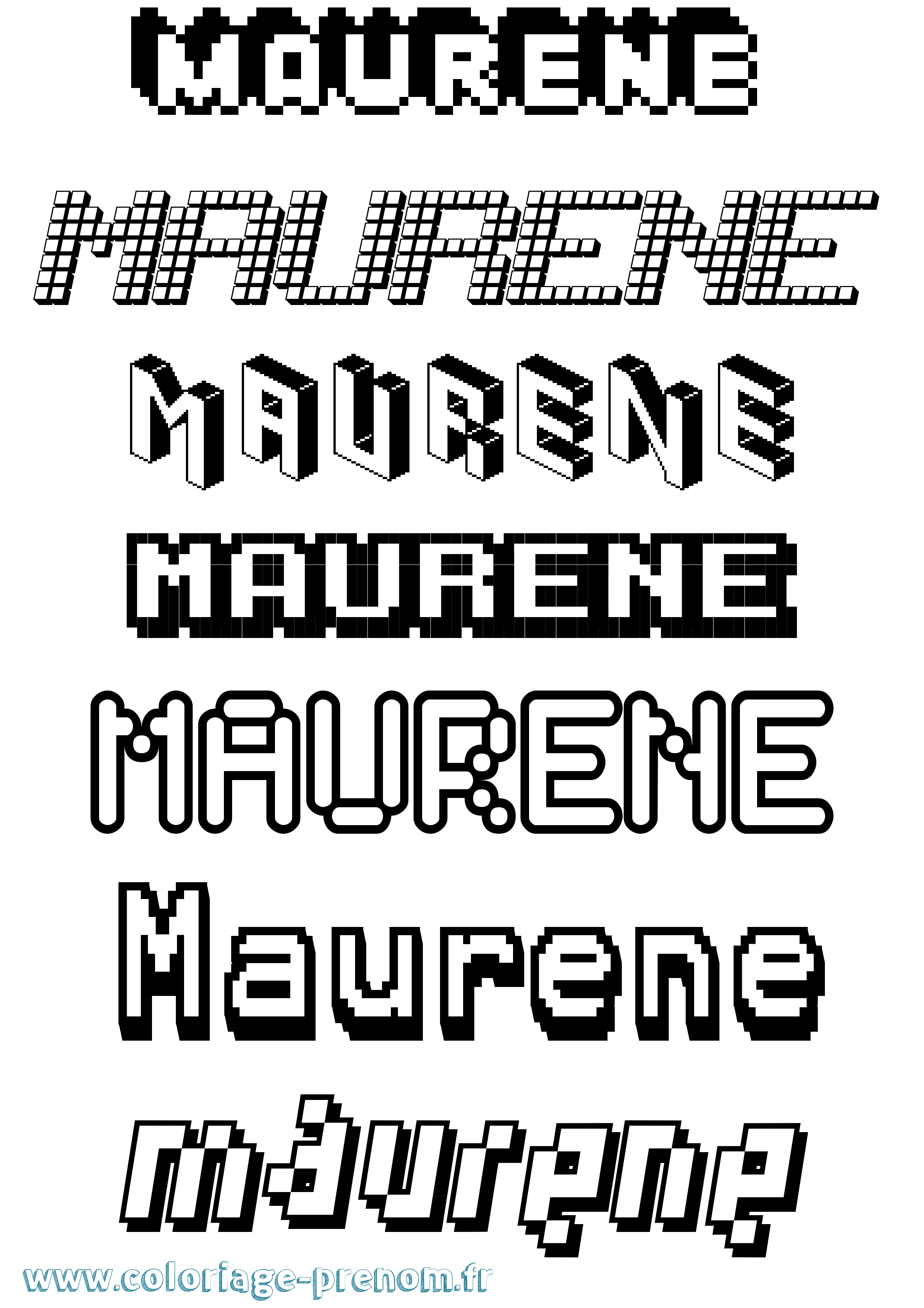 Coloriage prénom Maurene Pixel