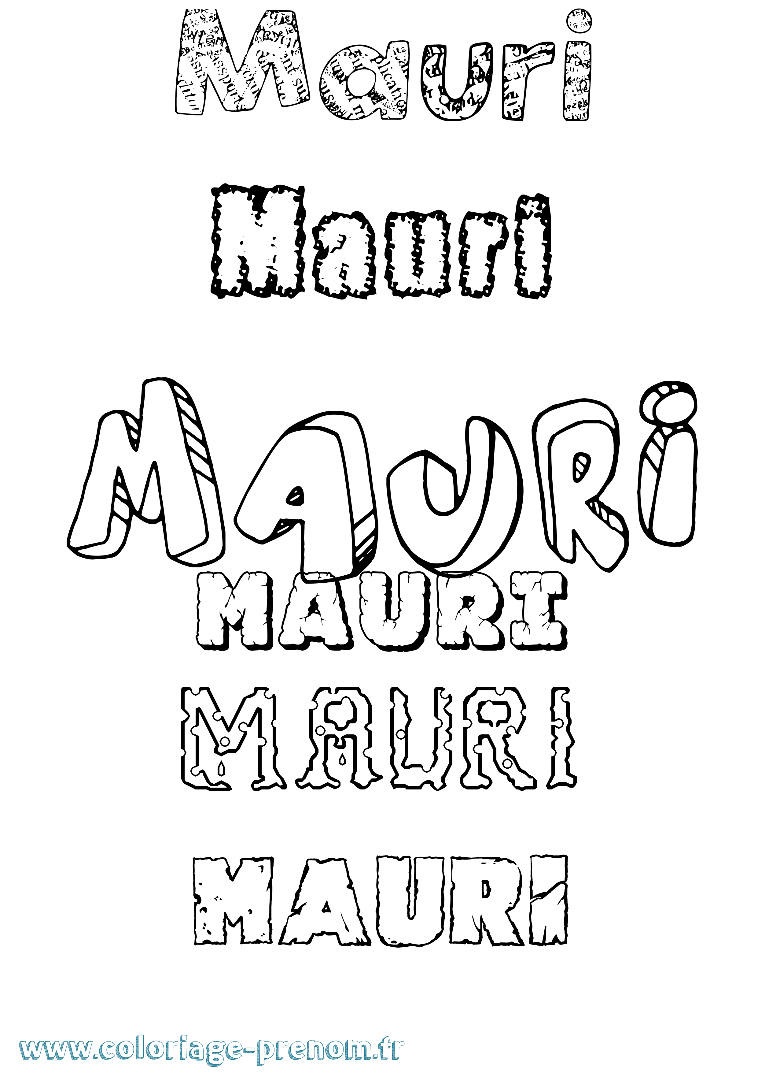 Coloriage prénom Mauri Destructuré