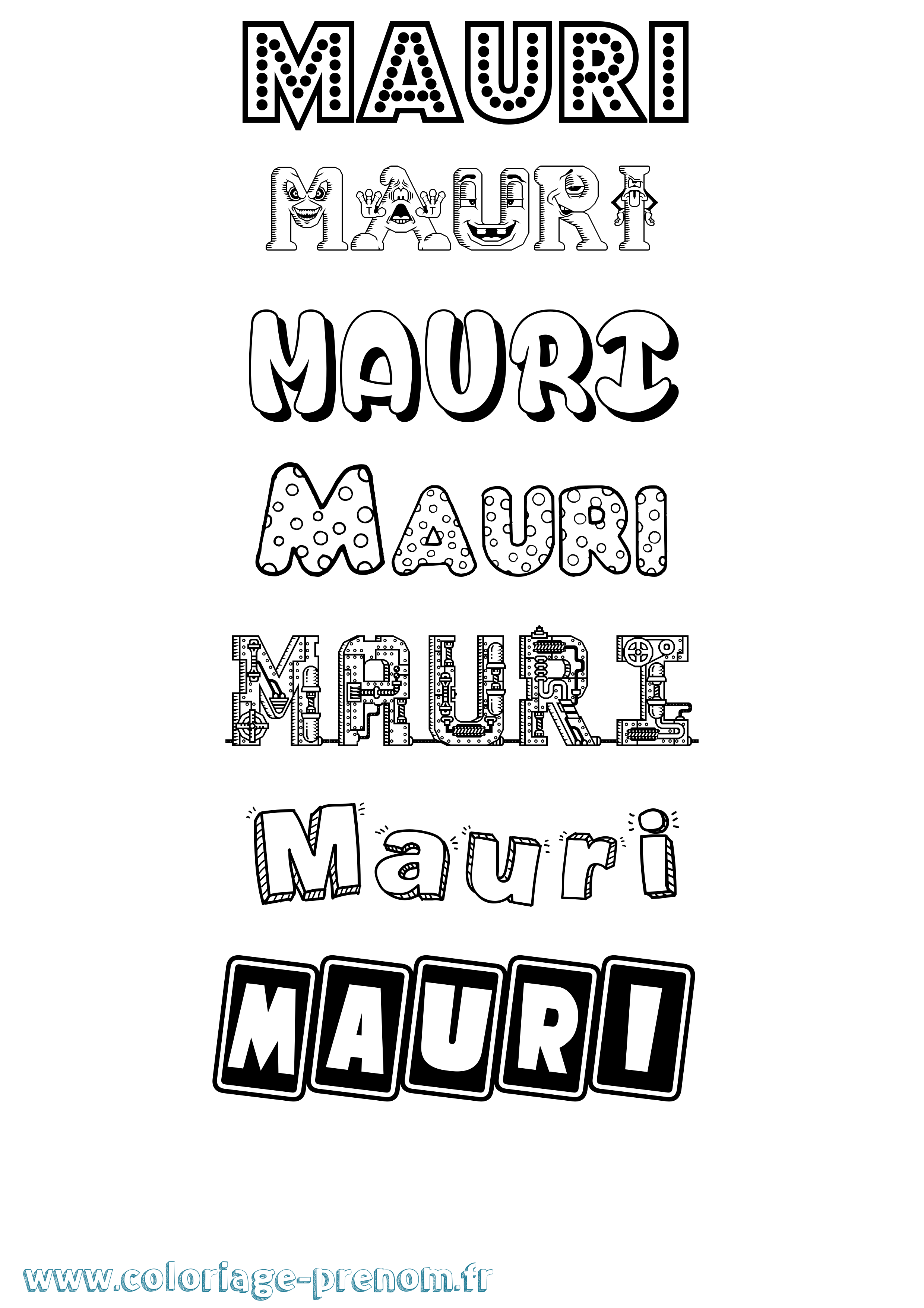 Coloriage prénom Mauri Fun