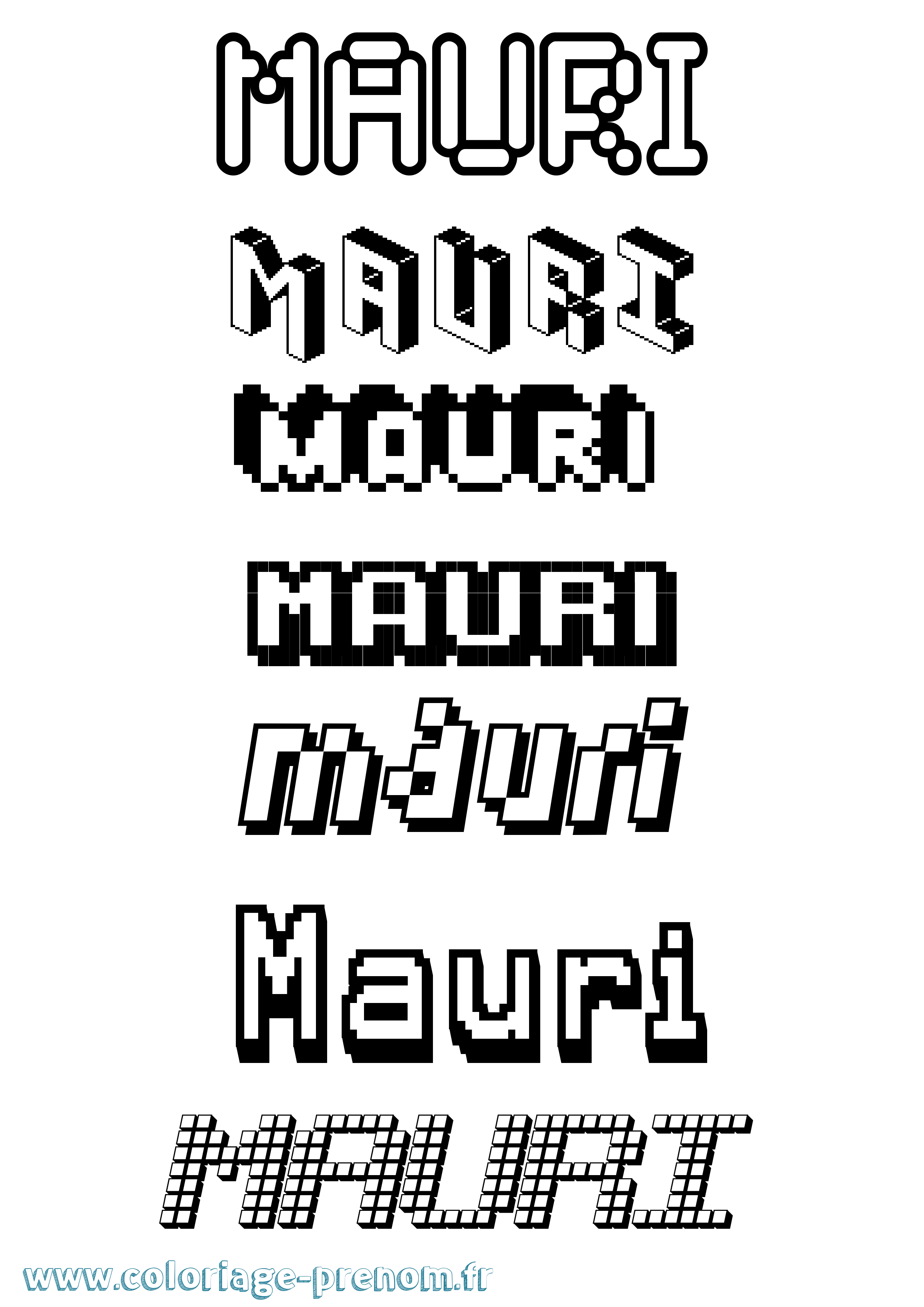 Coloriage prénom Mauri Pixel