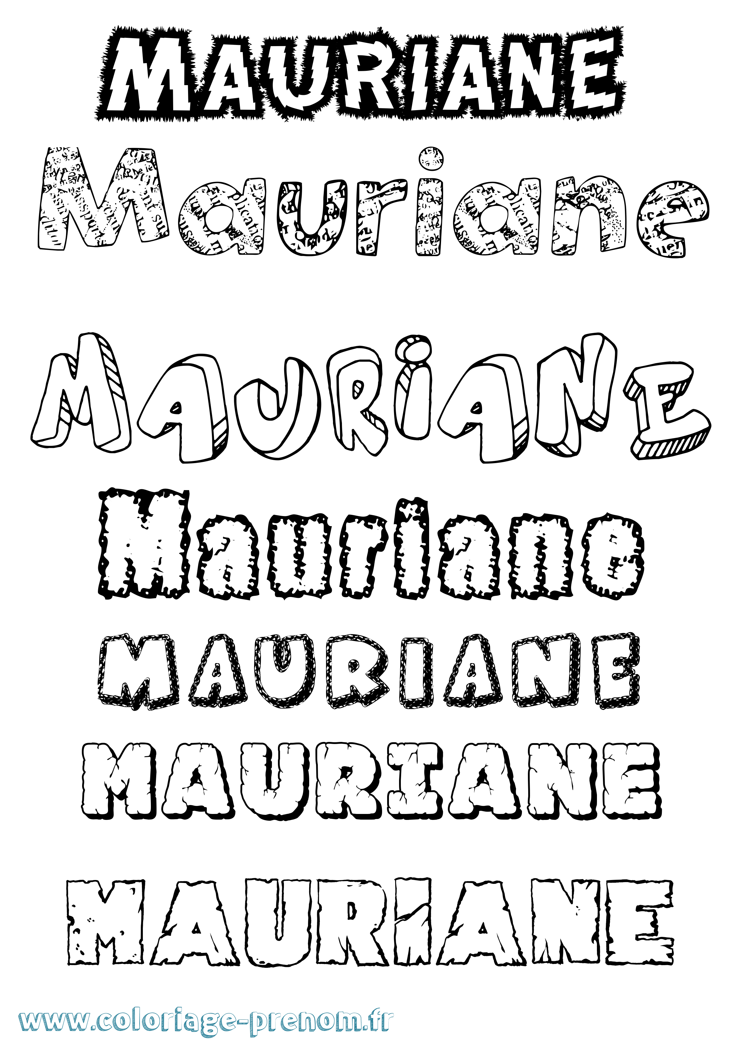 Coloriage prénom Mauriane Destructuré