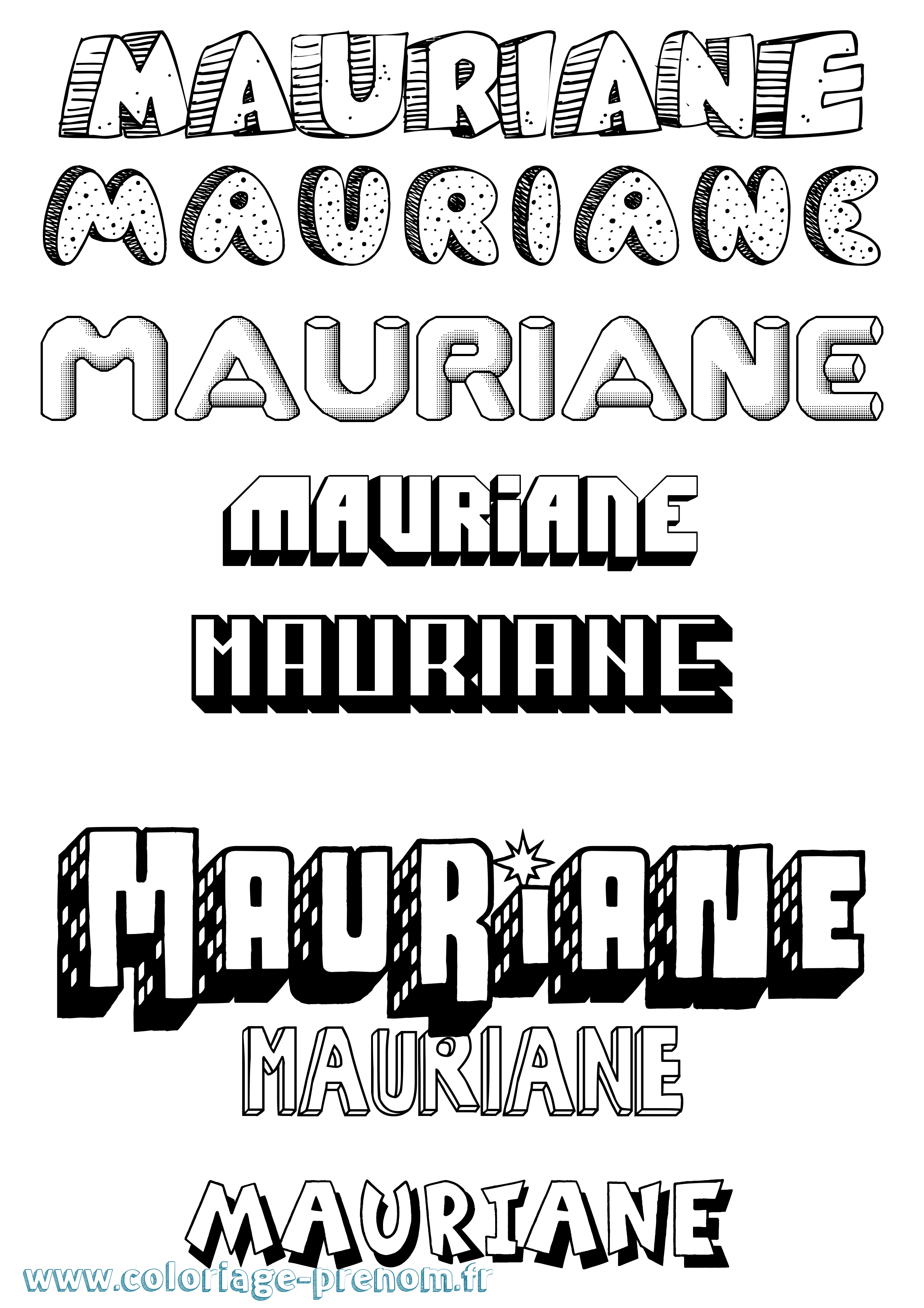 Coloriage prénom Mauriane Effet 3D