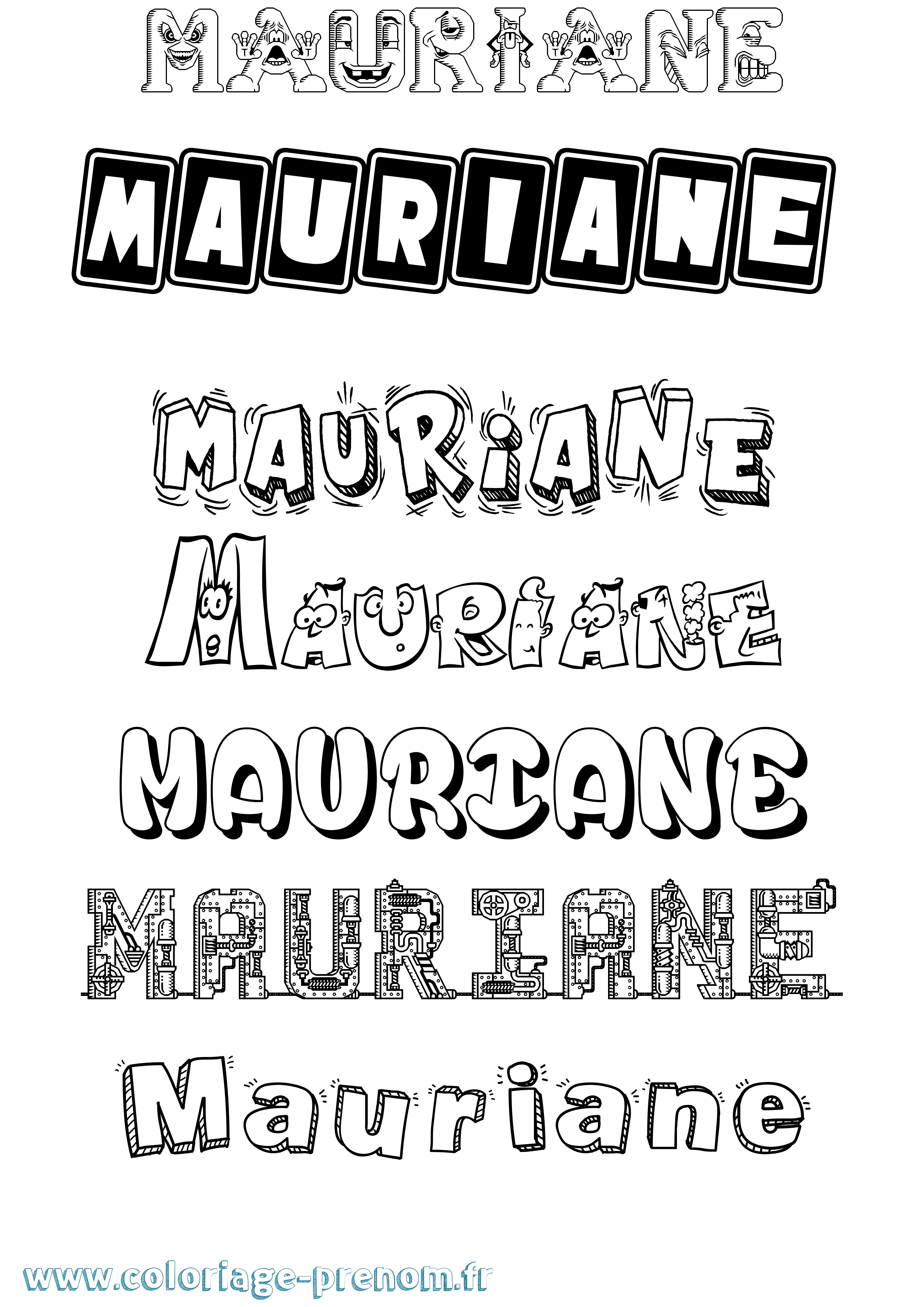 Coloriage prénom Mauriane Fun