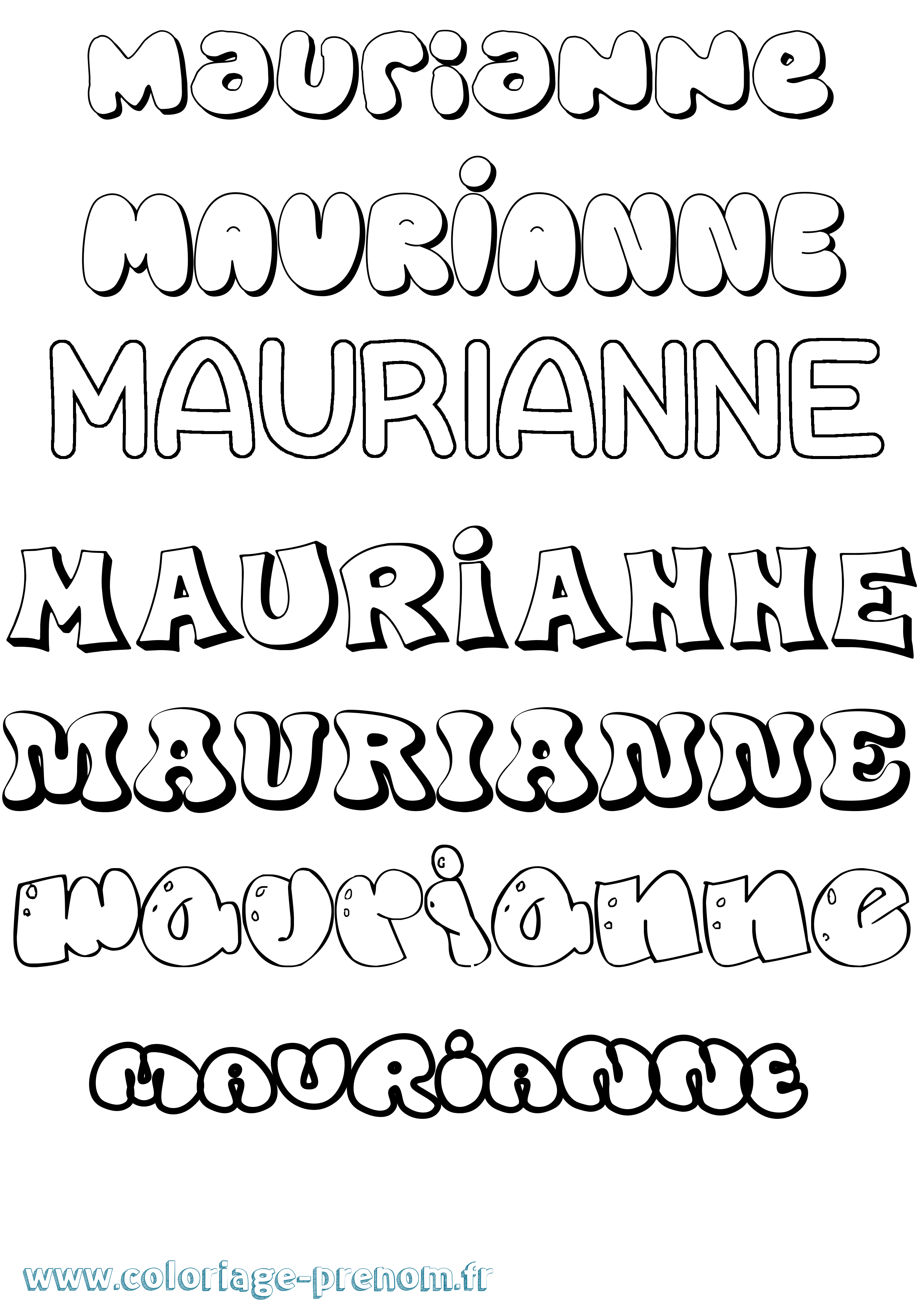 Coloriage prénom Maurianne Bubble