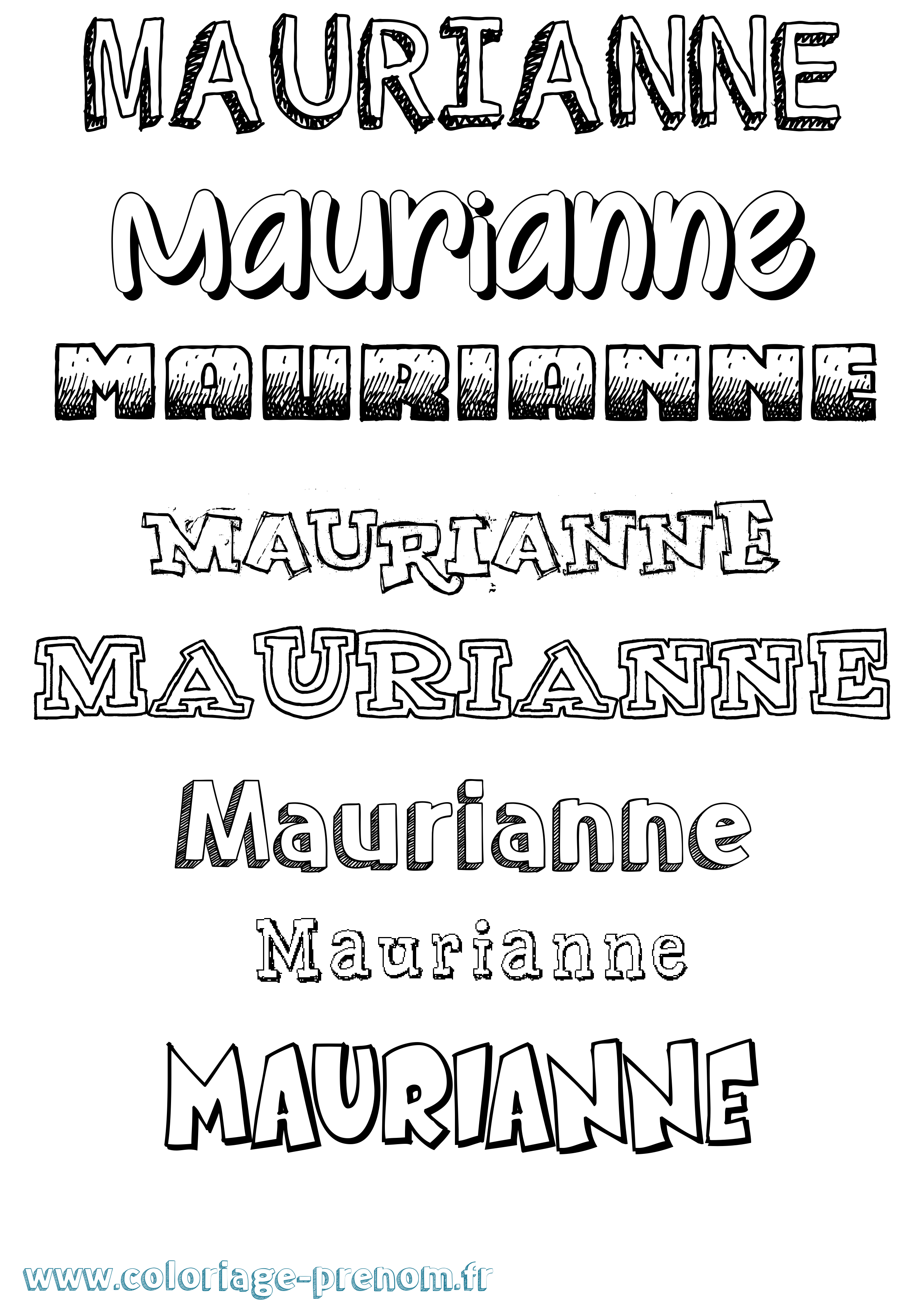 Coloriage prénom Maurianne Dessiné