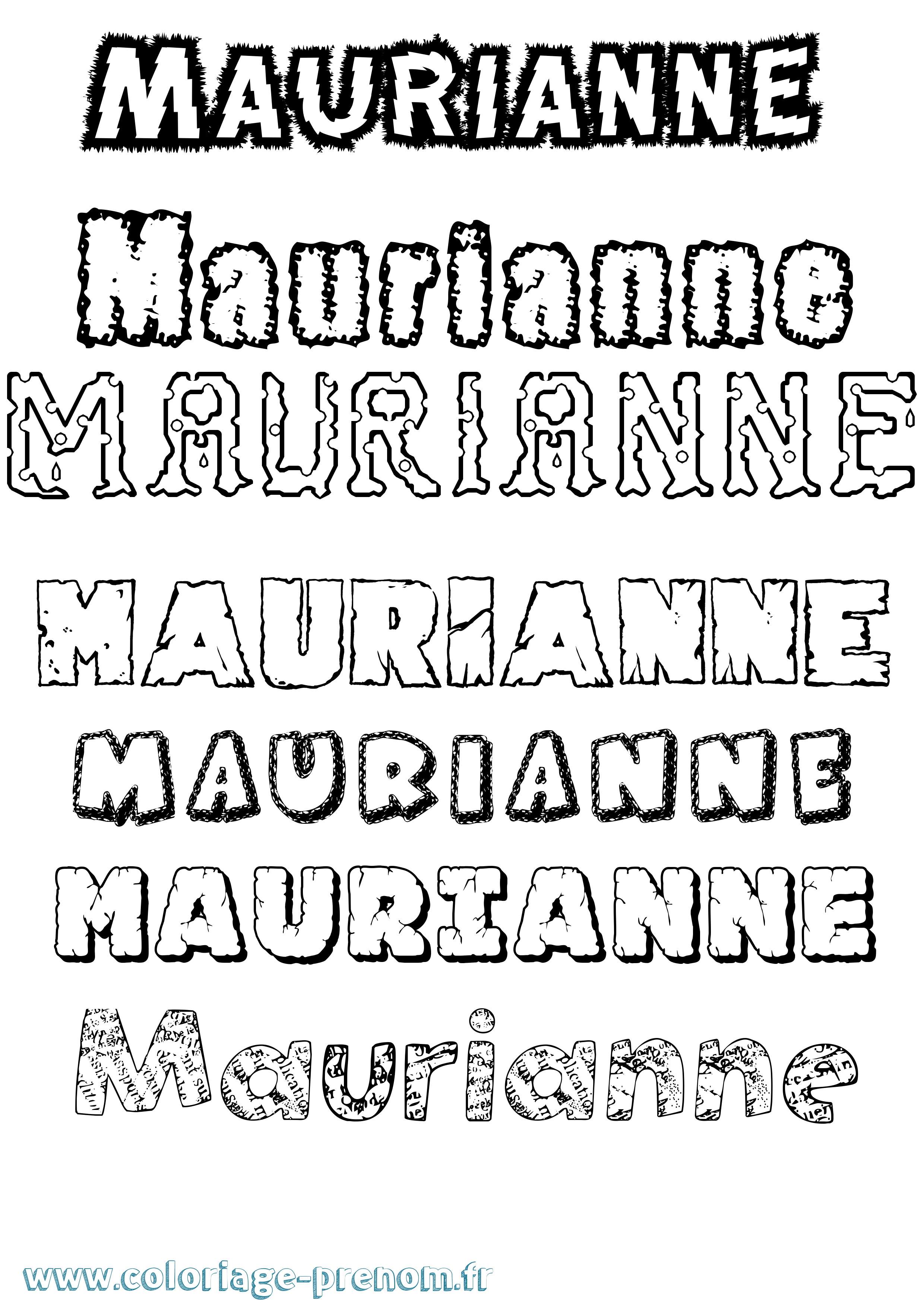 Coloriage prénom Maurianne Destructuré