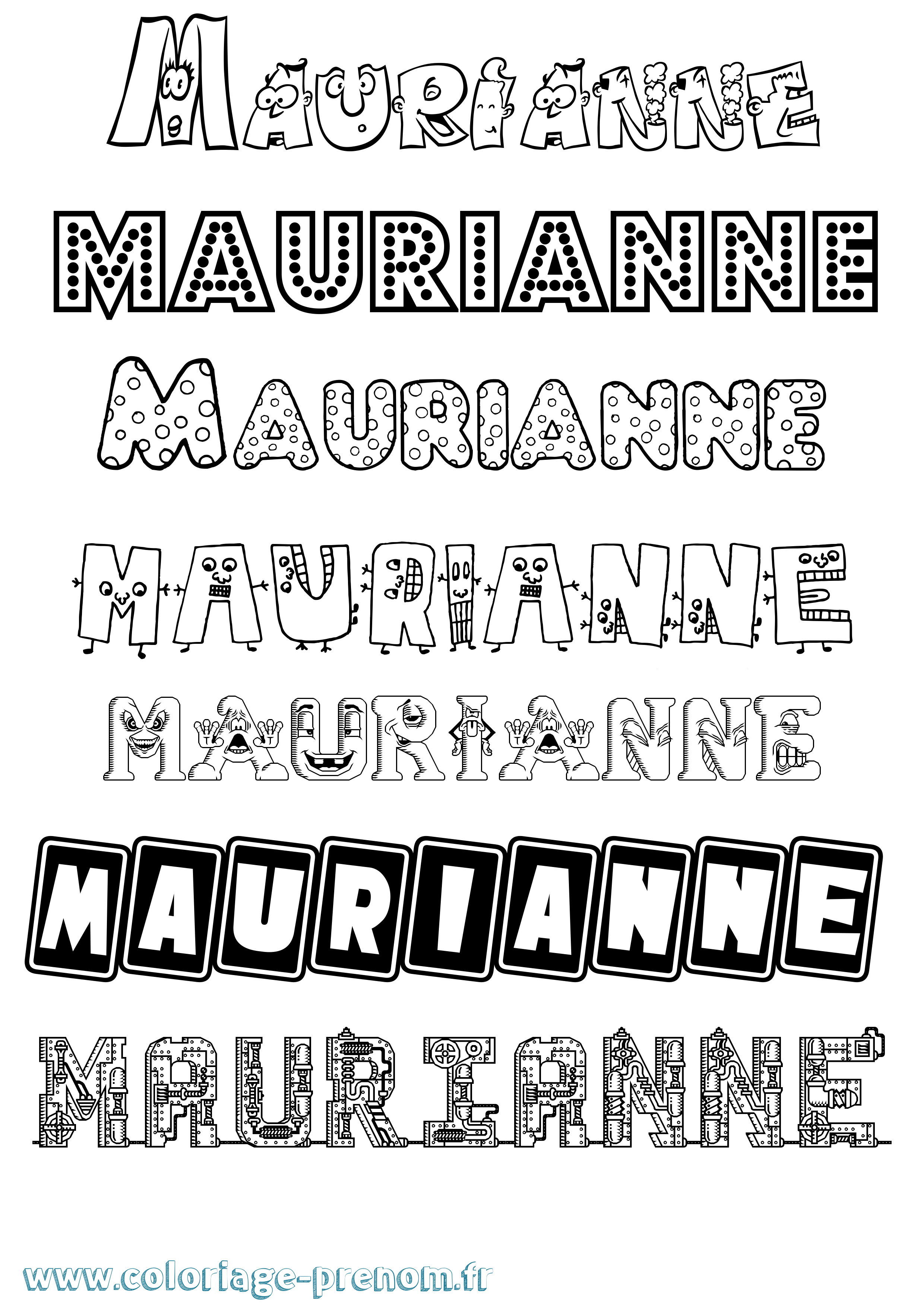 Coloriage prénom Maurianne Fun