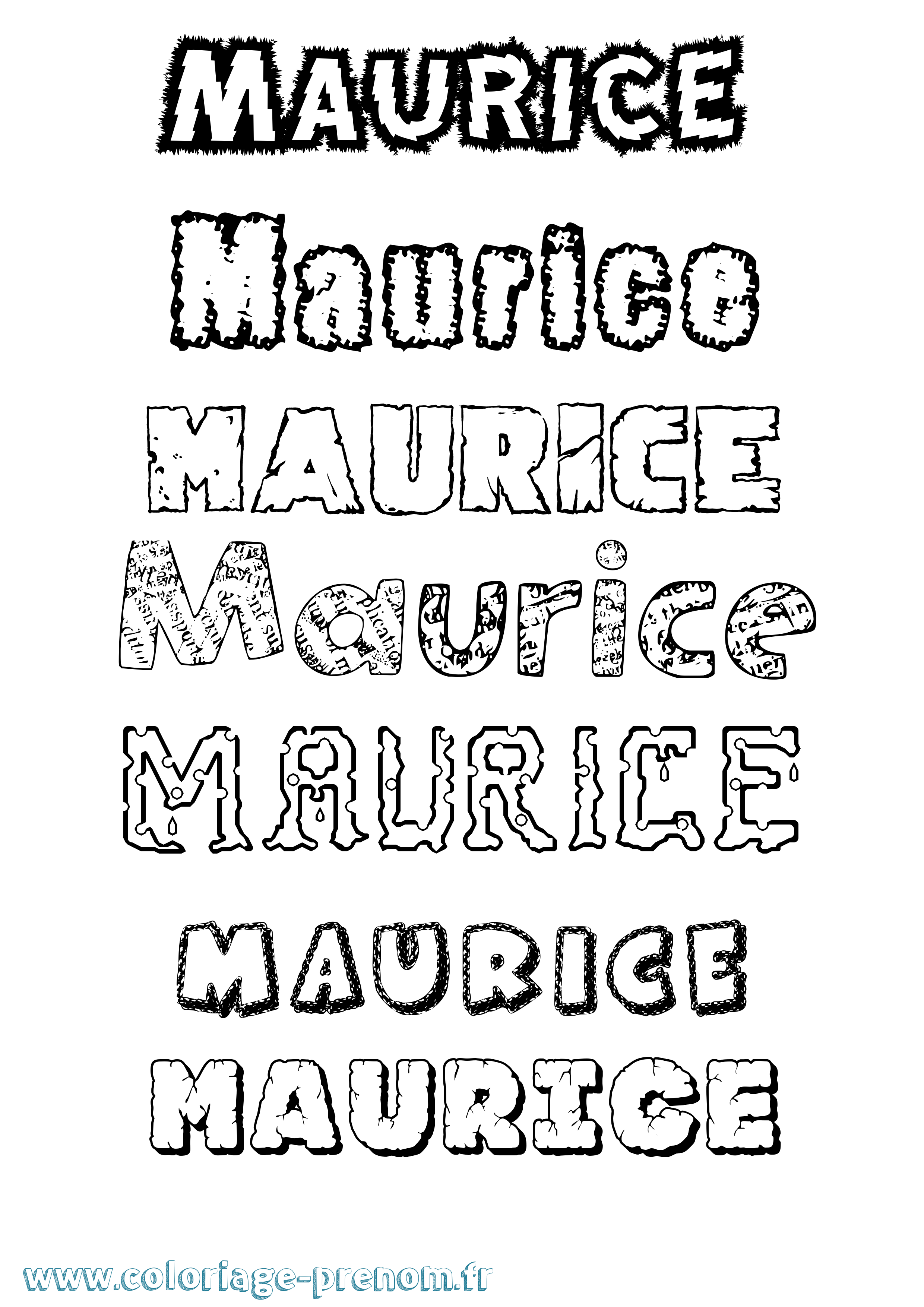 Coloriage prénom Maurice Destructuré