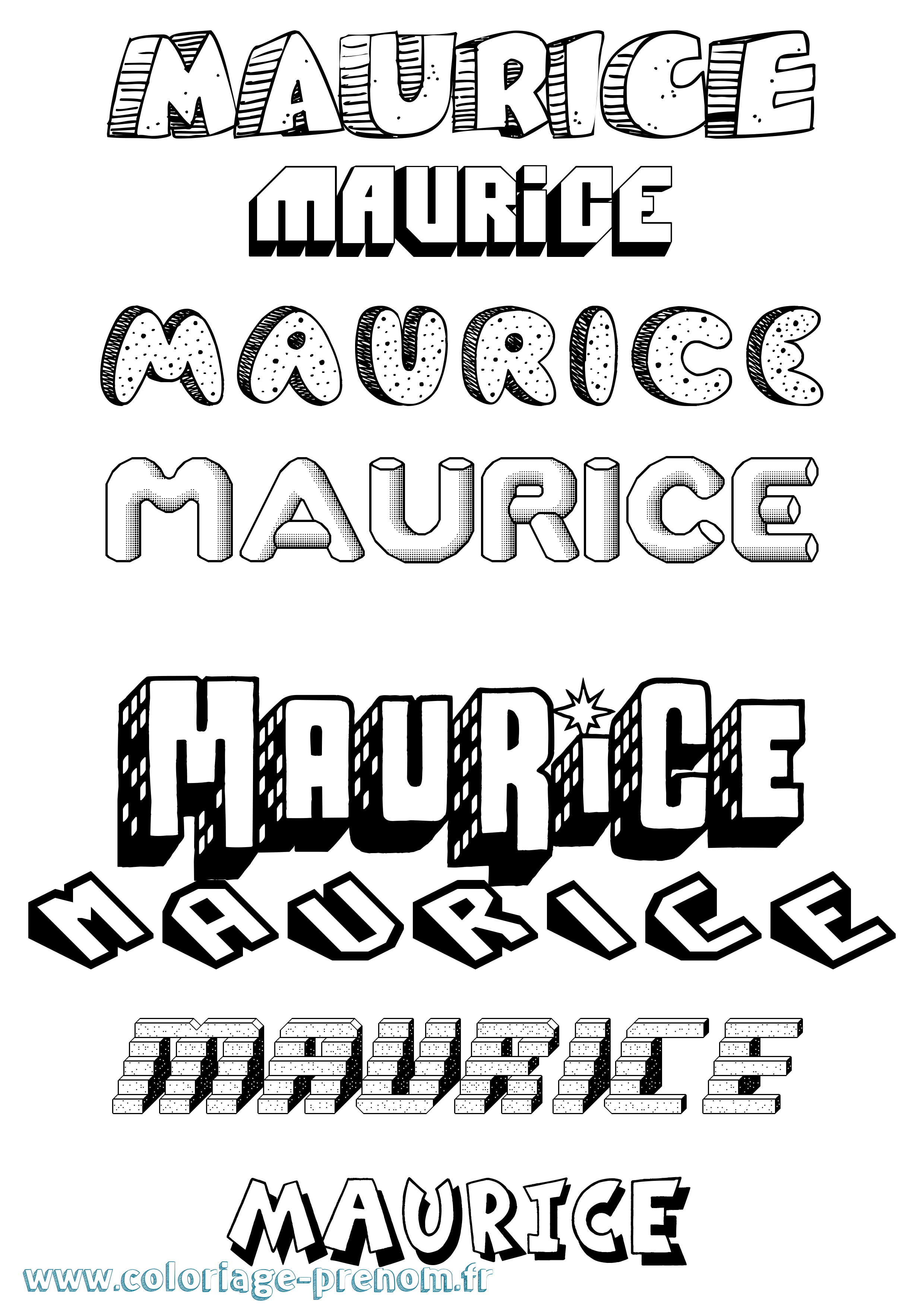 Coloriage prénom Maurice Effet 3D