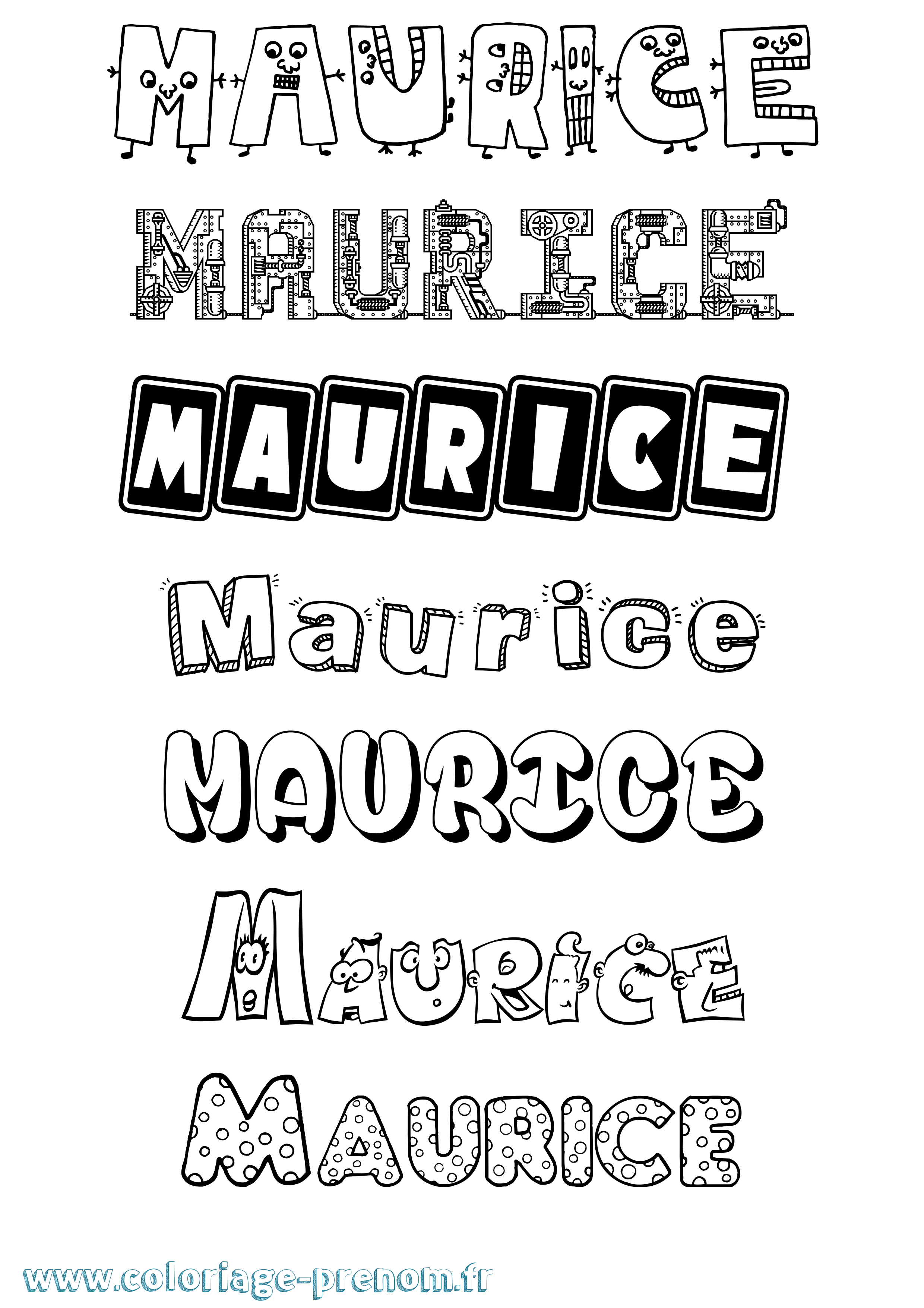 Coloriage prénom Maurice Fun
