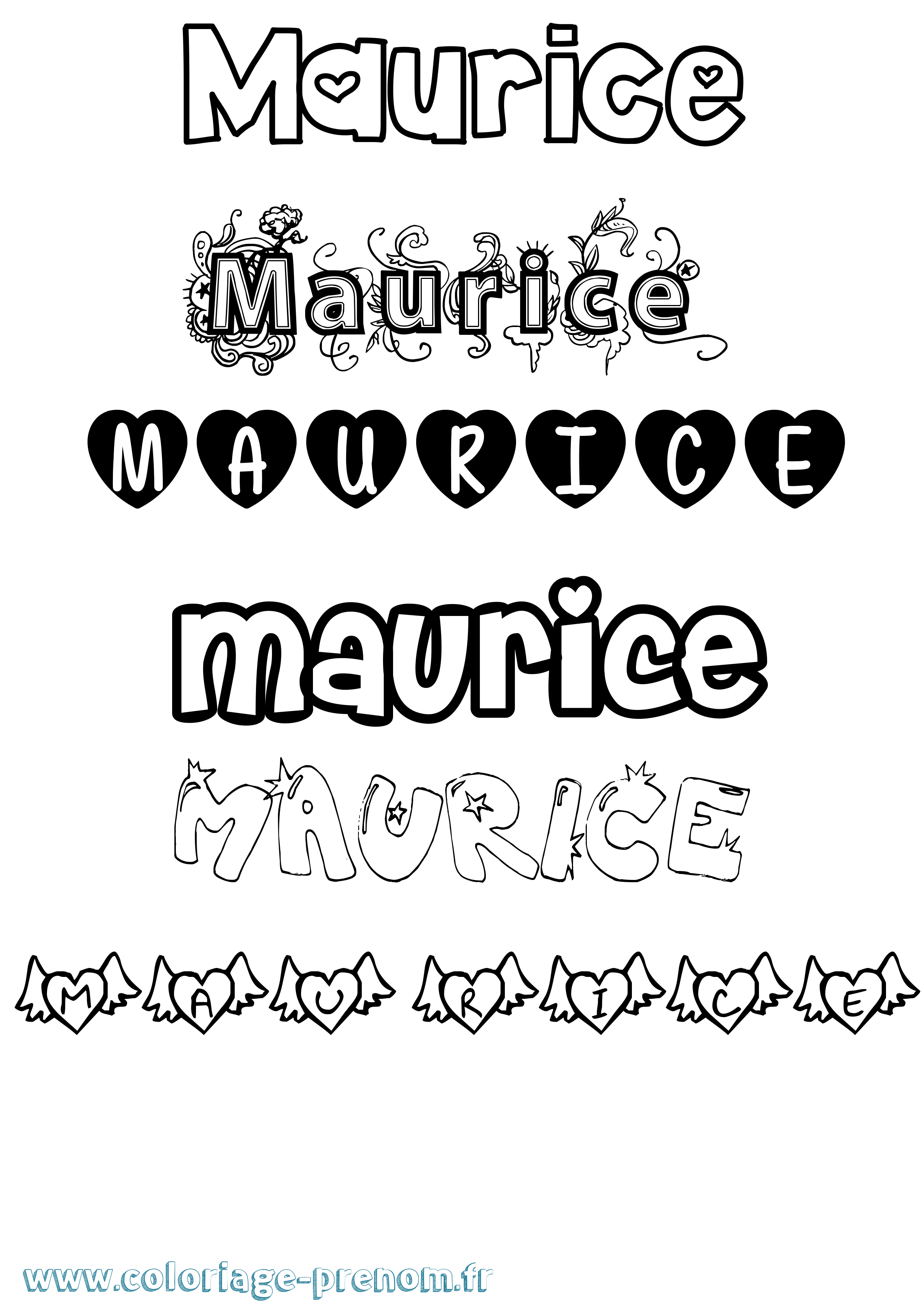 Coloriage prénom Maurice Girly