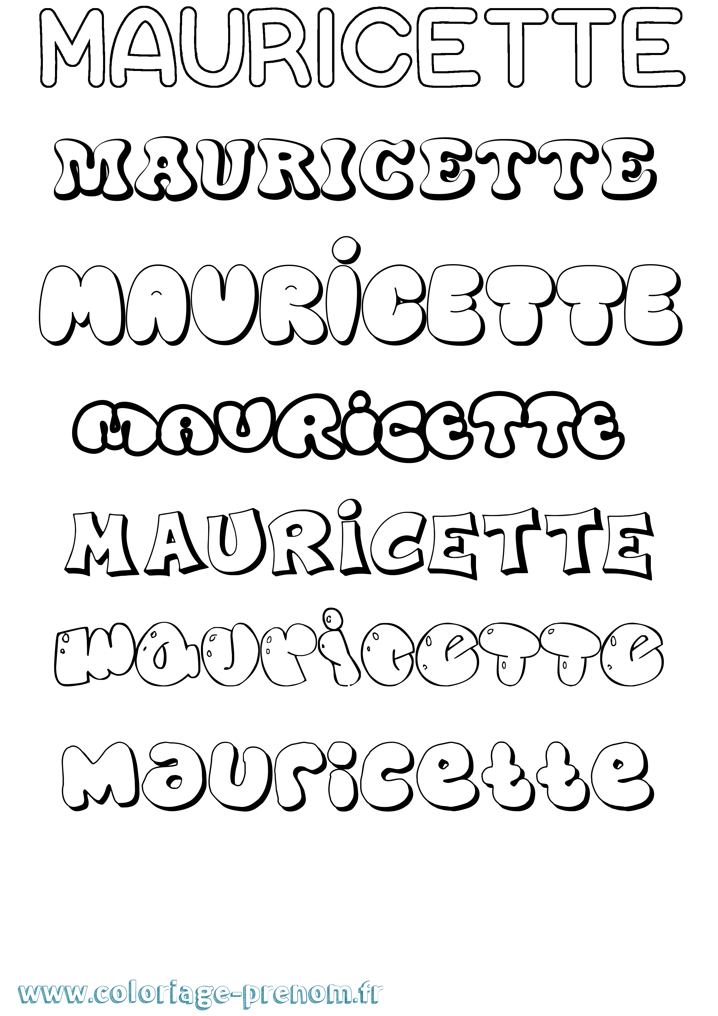 Coloriage prénom Mauricette Bubble