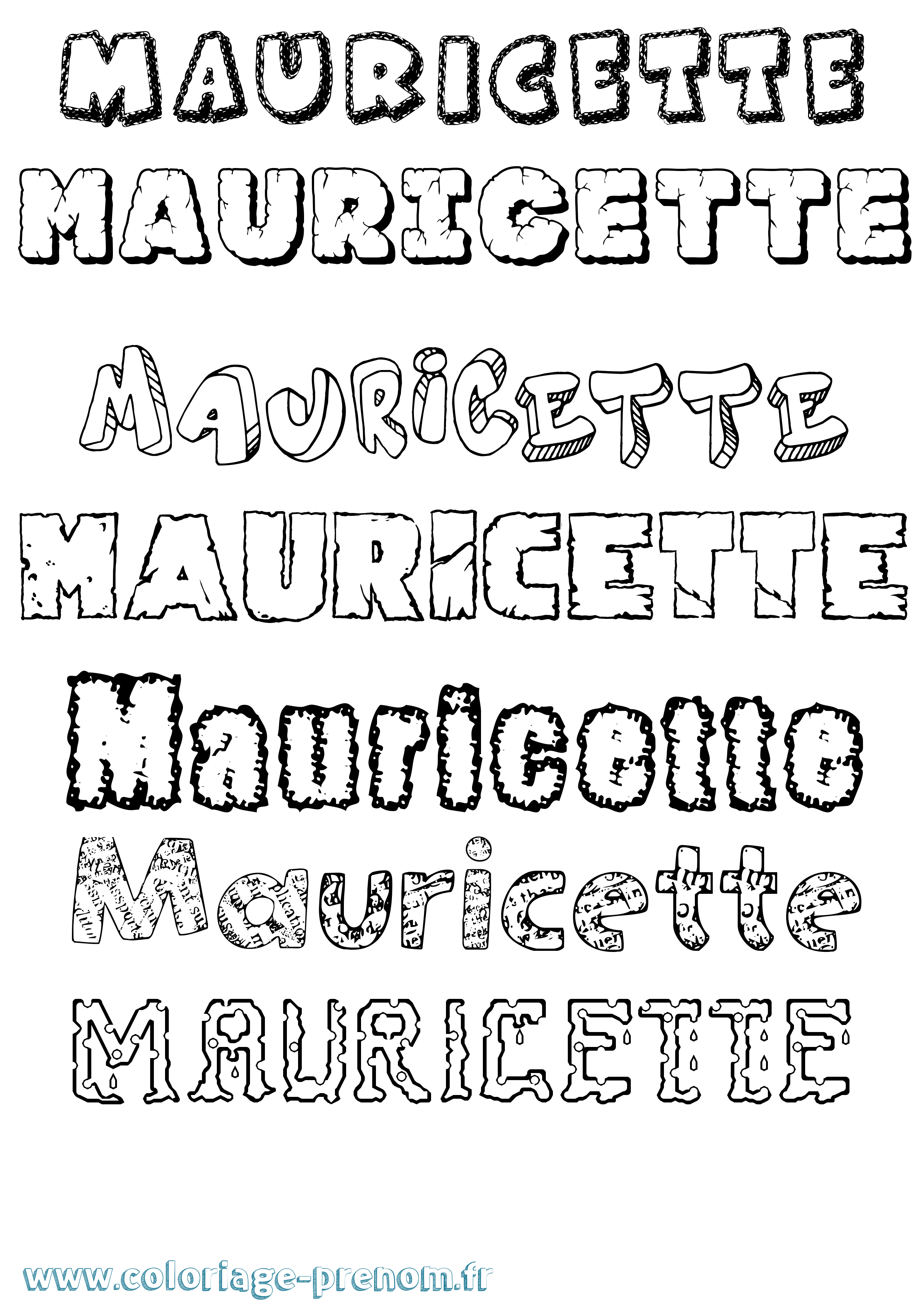 Coloriage prénom Mauricette Destructuré