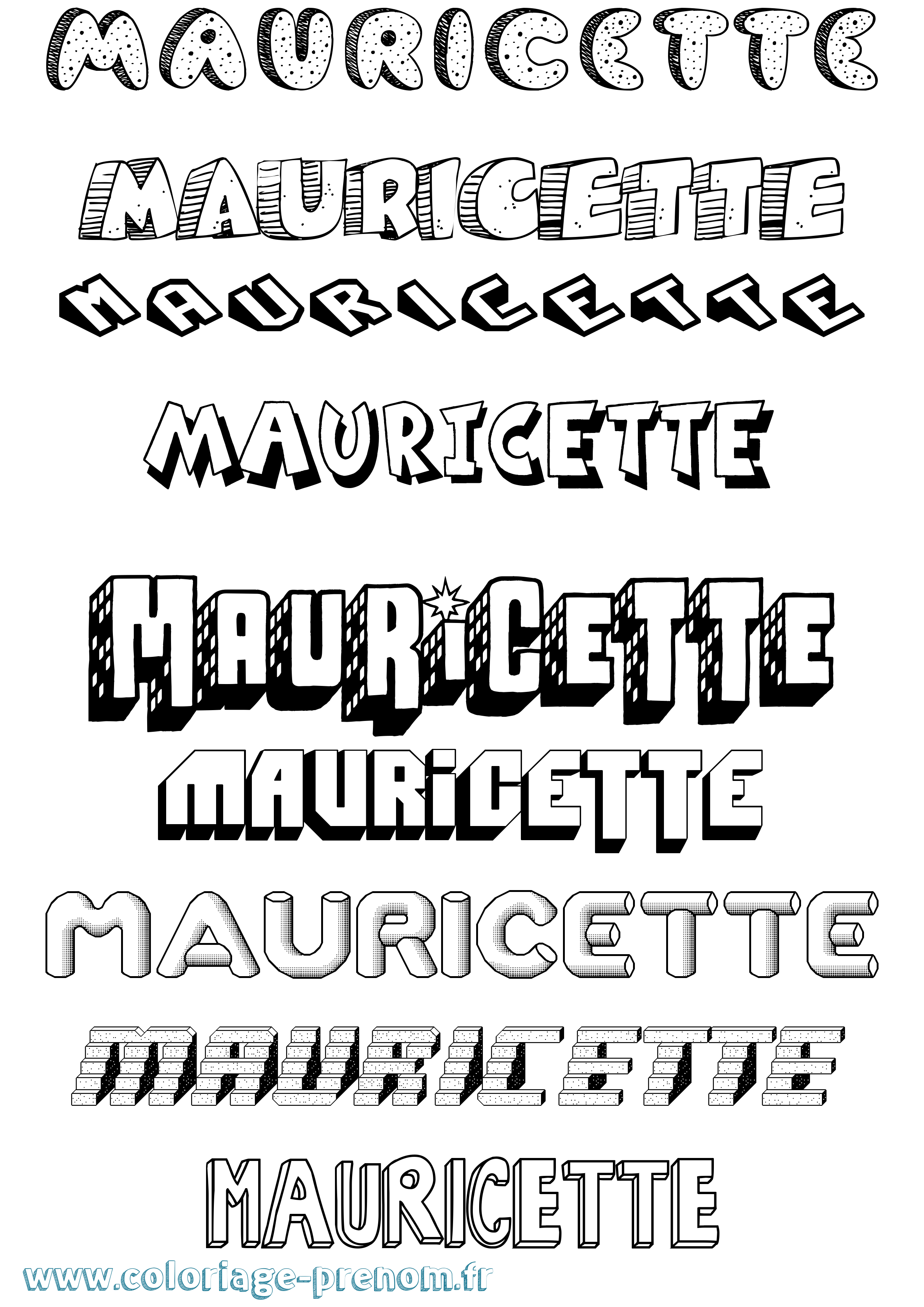 Coloriage prénom Mauricette Effet 3D