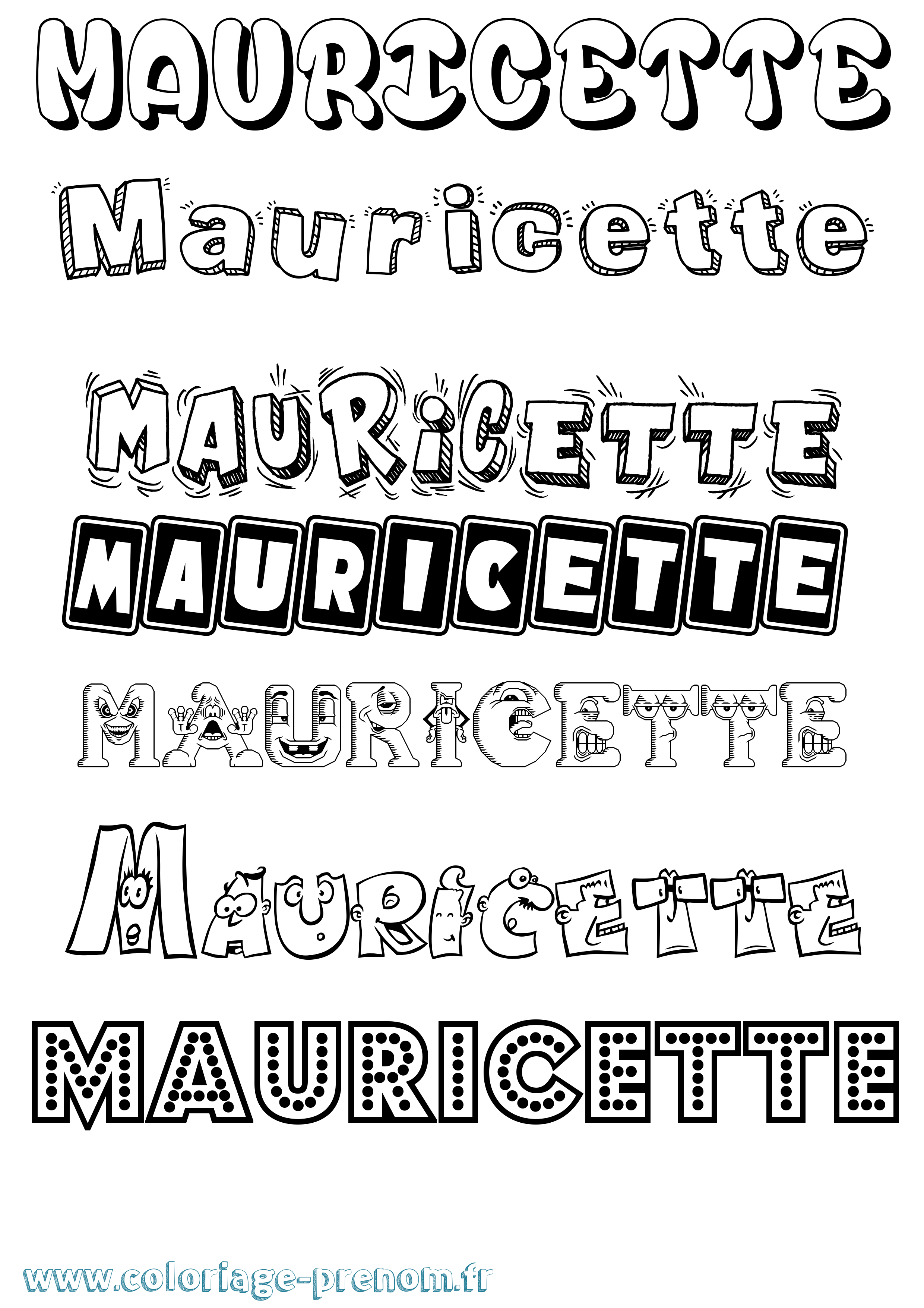 Coloriage prénom Mauricette Fun