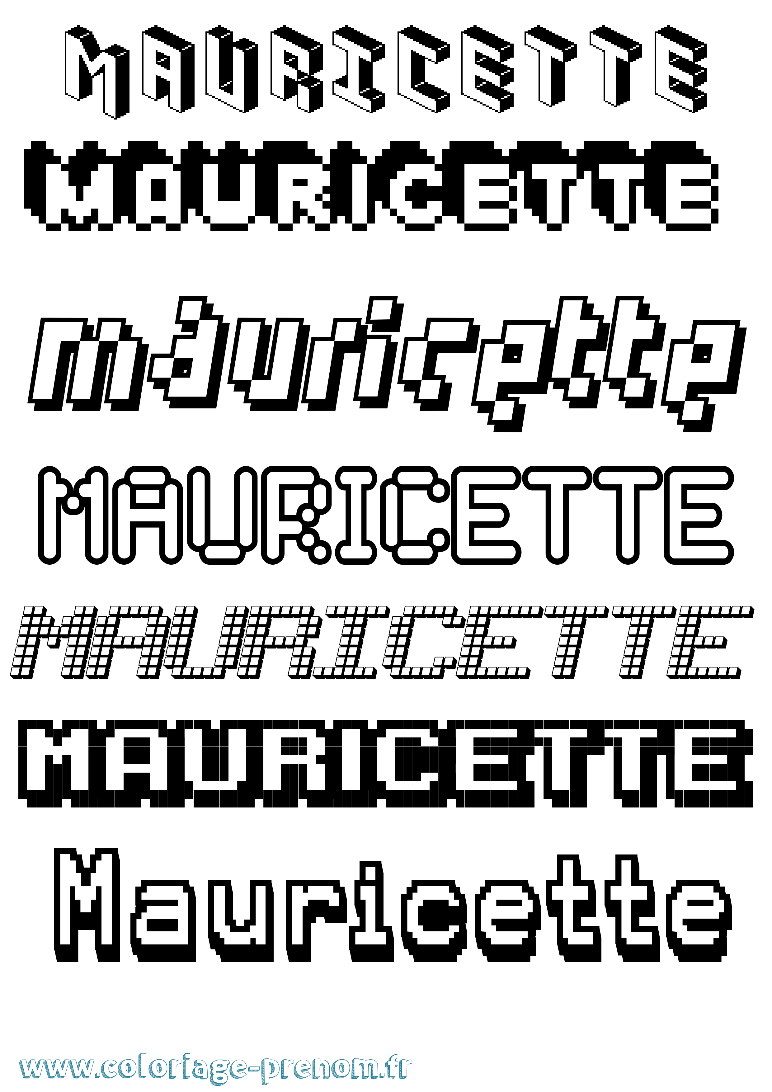 Coloriage prénom Mauricette Pixel