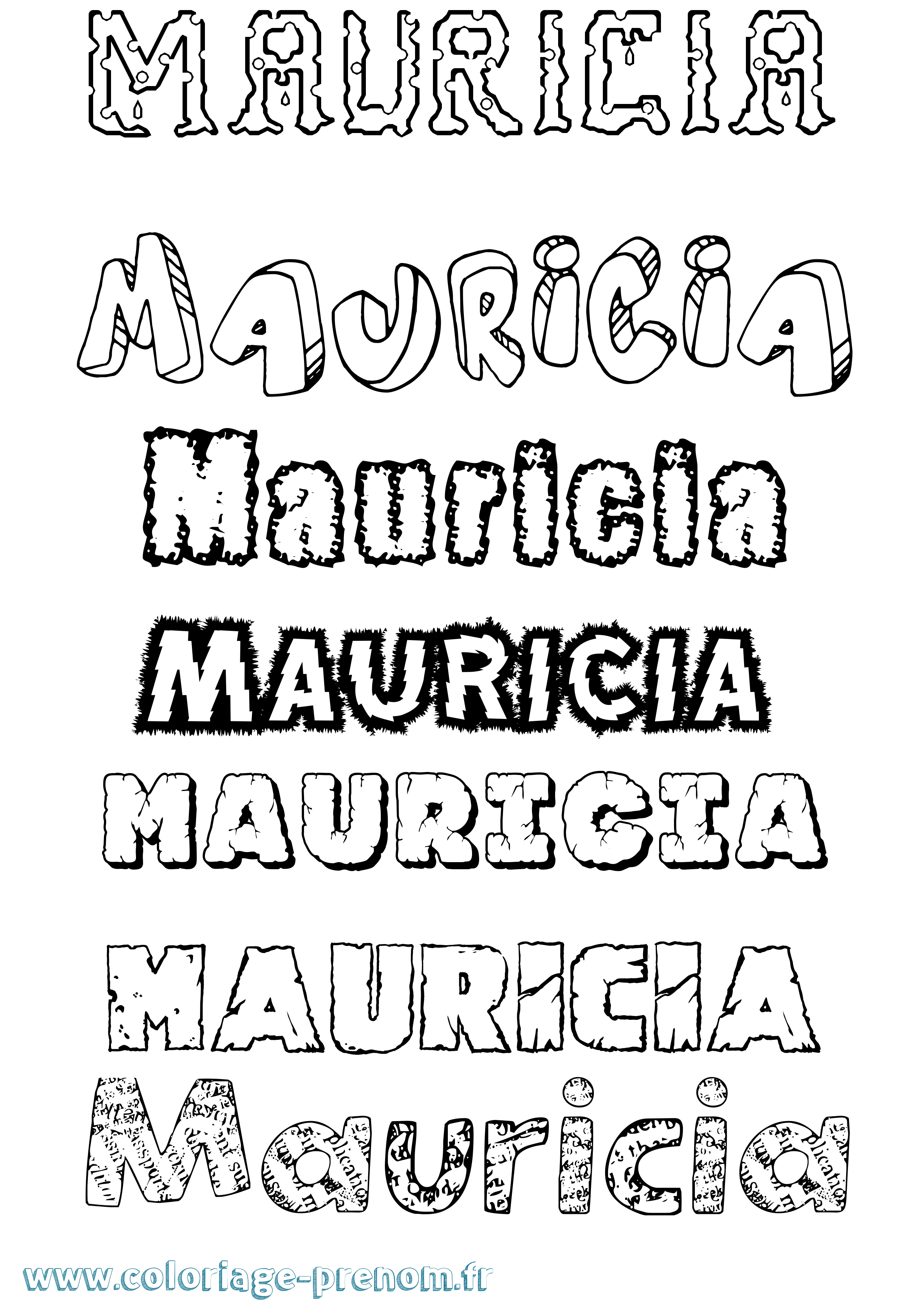 Coloriage prénom Mauricia Destructuré