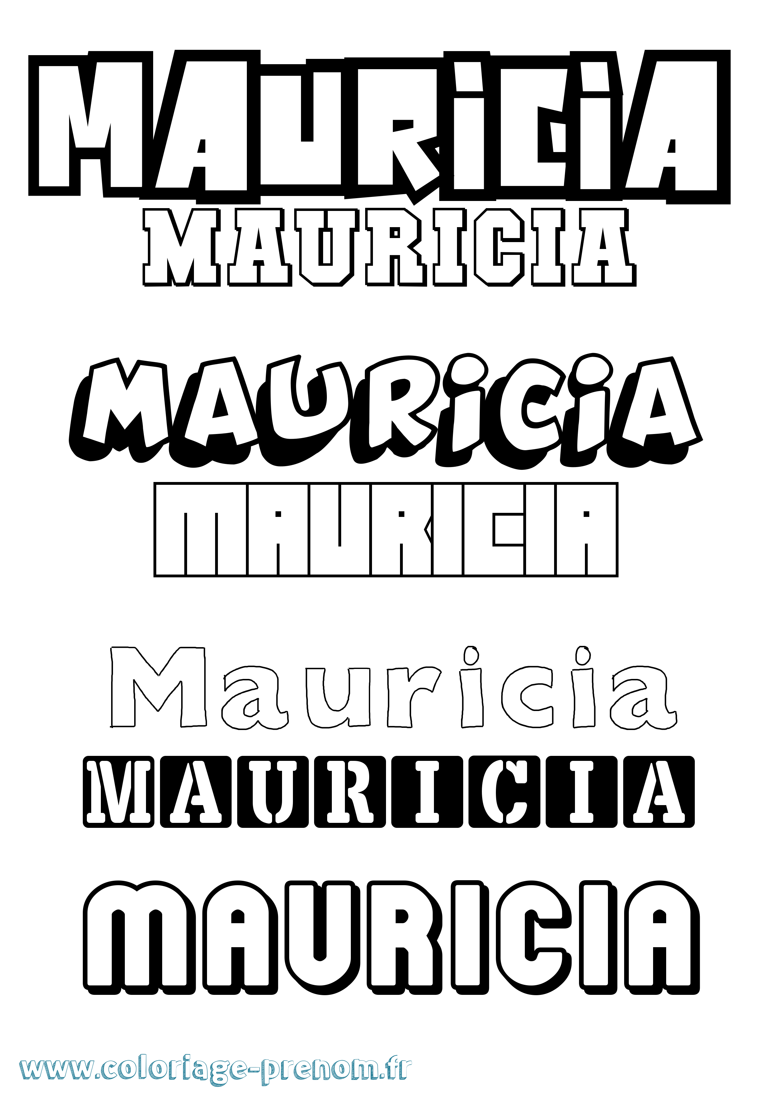 Coloriage prénom Mauricia Simple