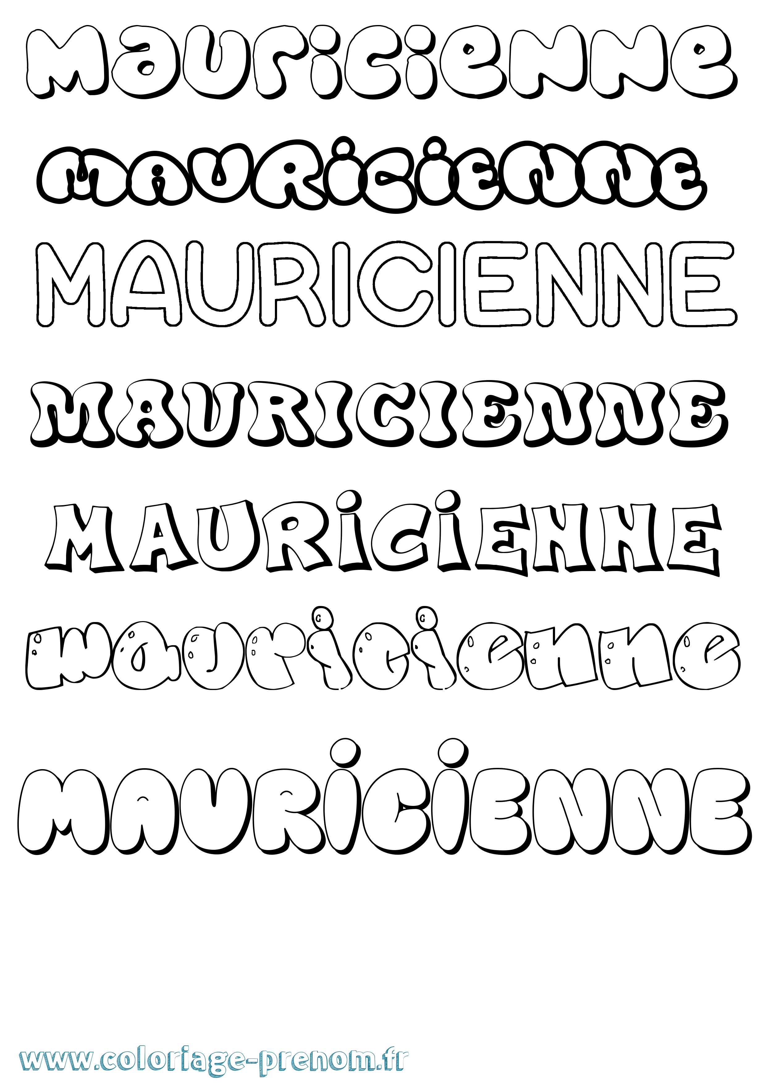 Coloriage prénom Mauricienne Bubble