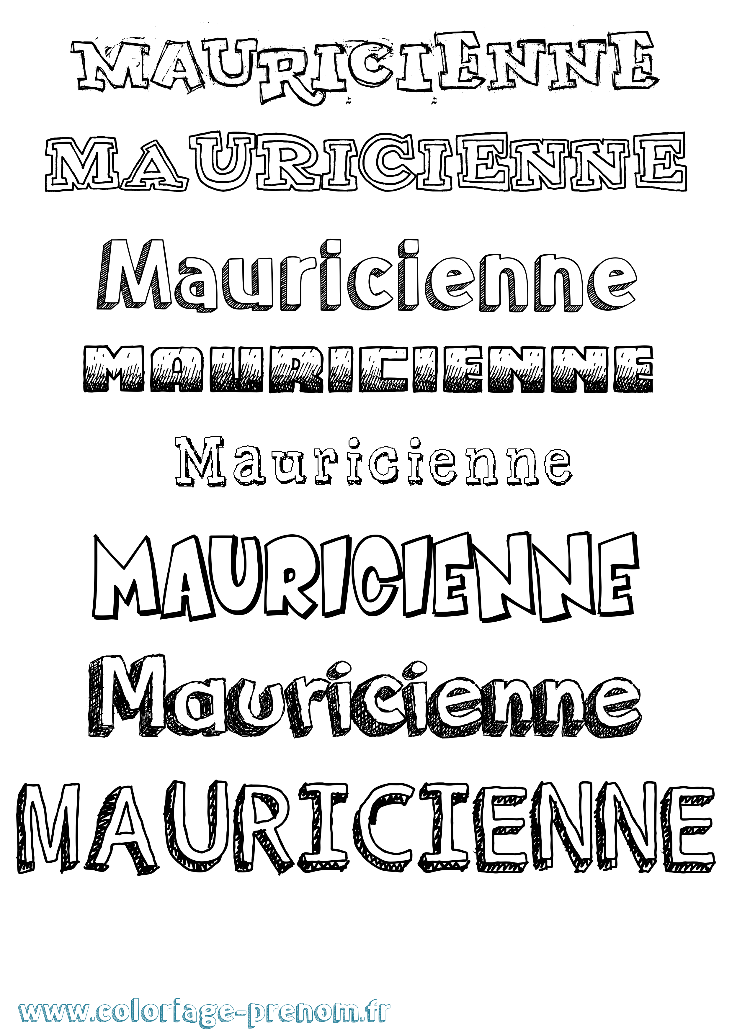 Coloriage prénom Mauricienne Dessiné