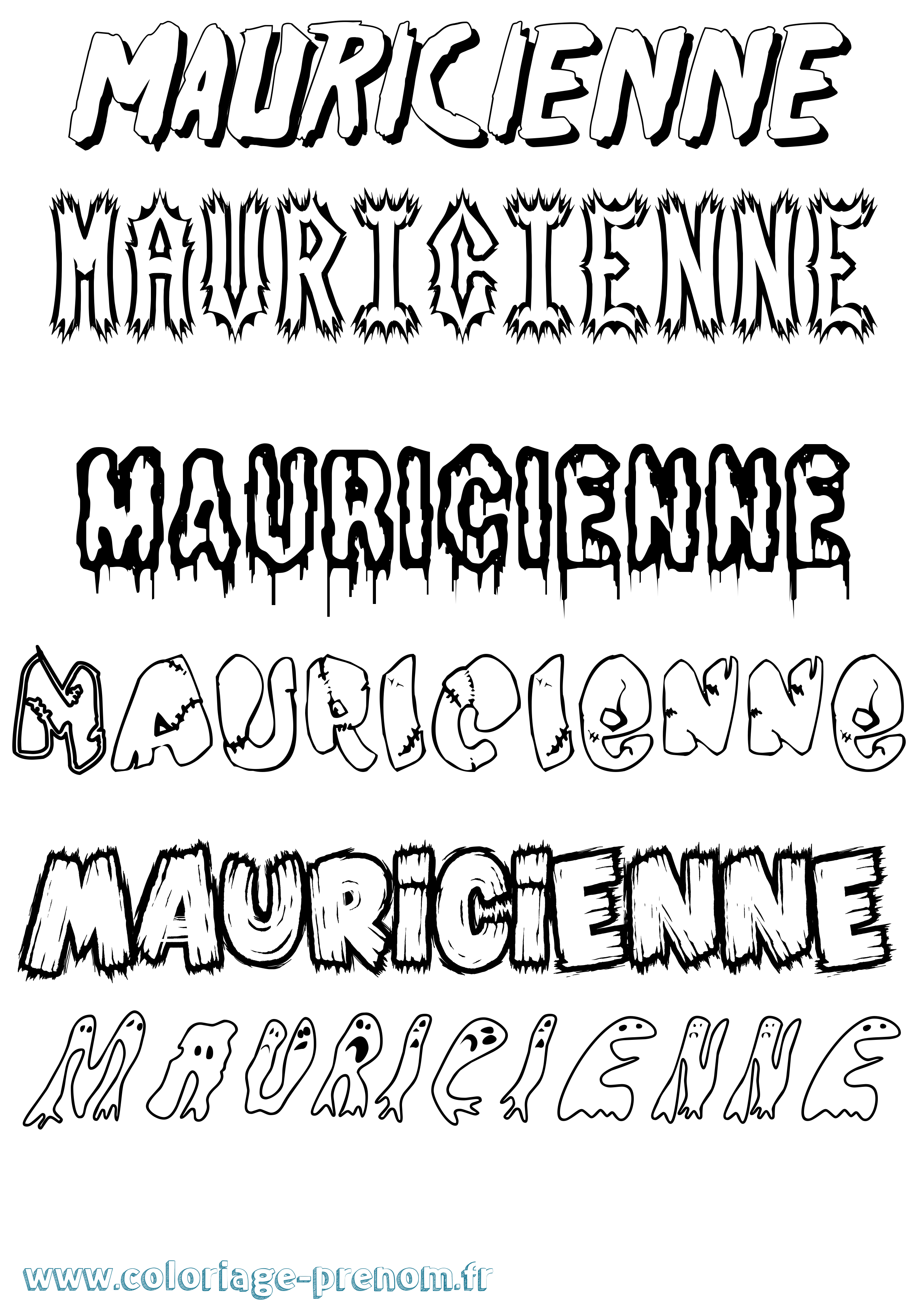 Coloriage prénom Mauricienne Frisson