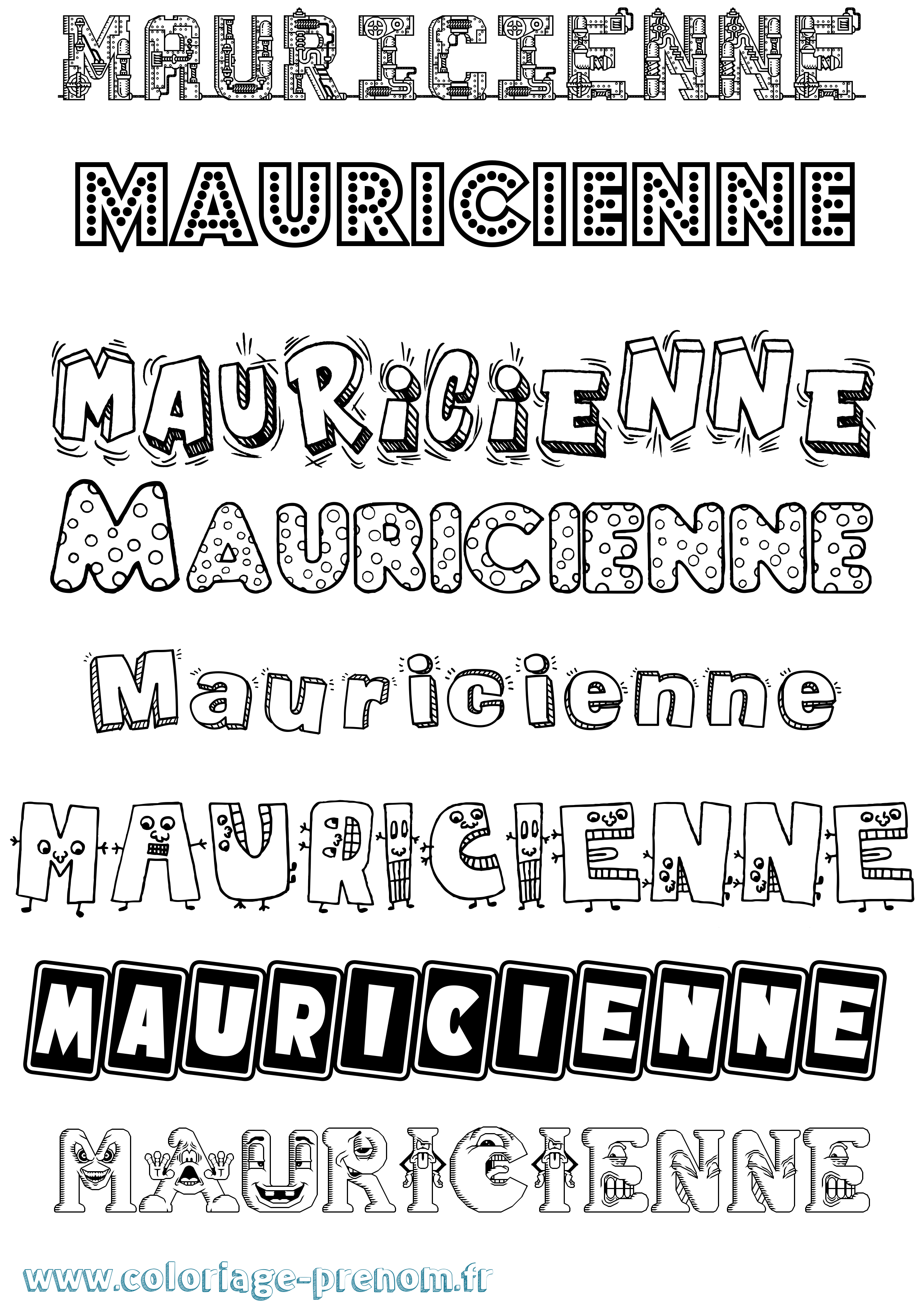Coloriage prénom Mauricienne Fun