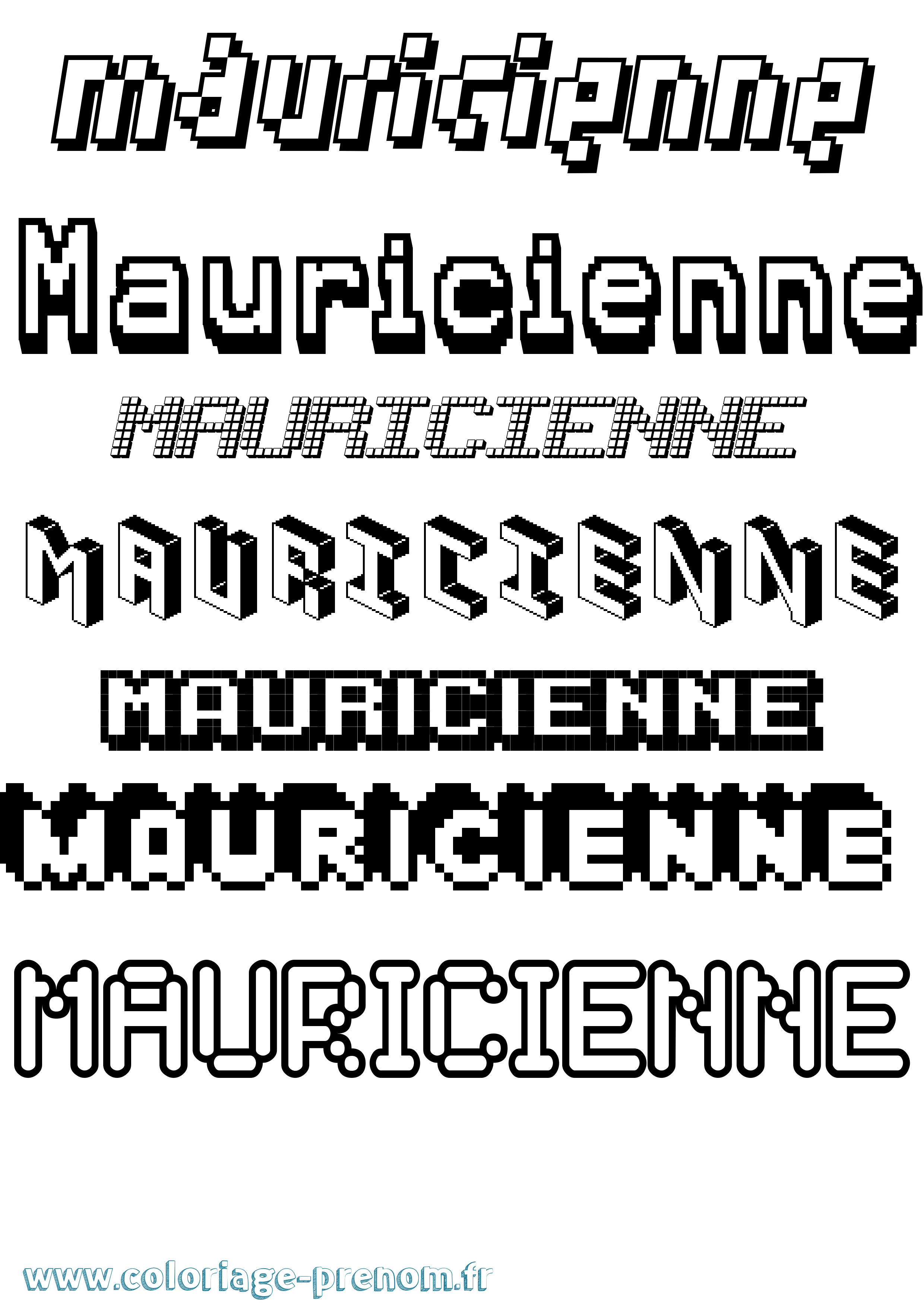 Coloriage prénom Mauricienne Pixel