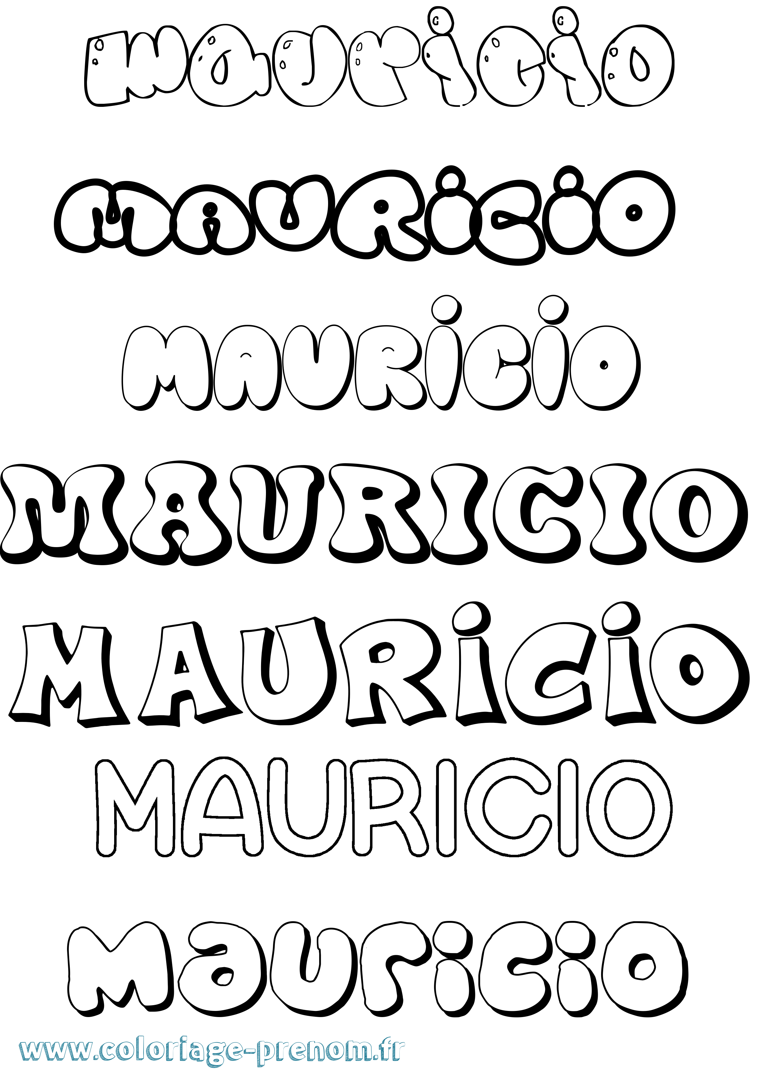 Coloriage prénom Mauricio Bubble