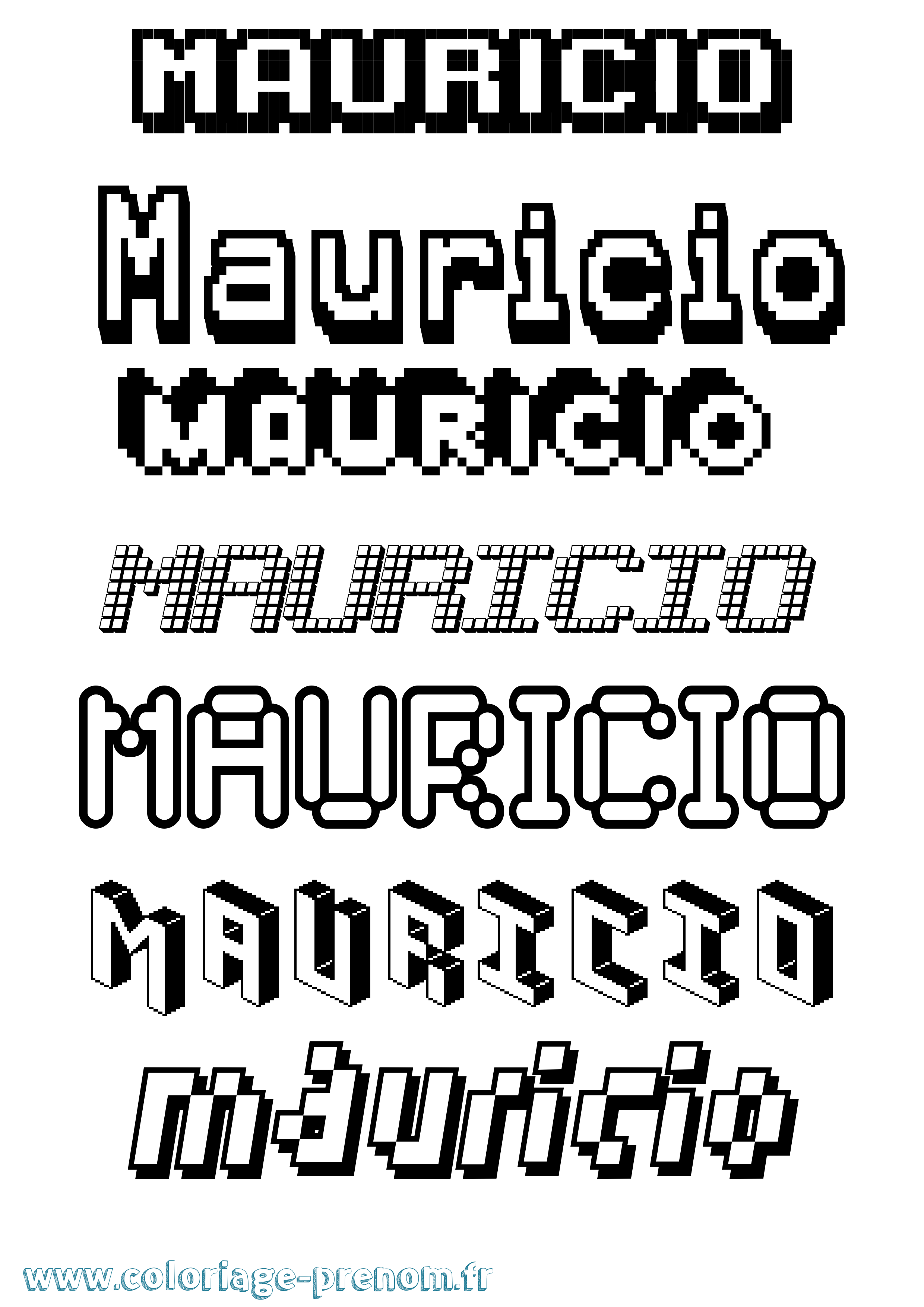 Coloriage prénom Mauricio Pixel