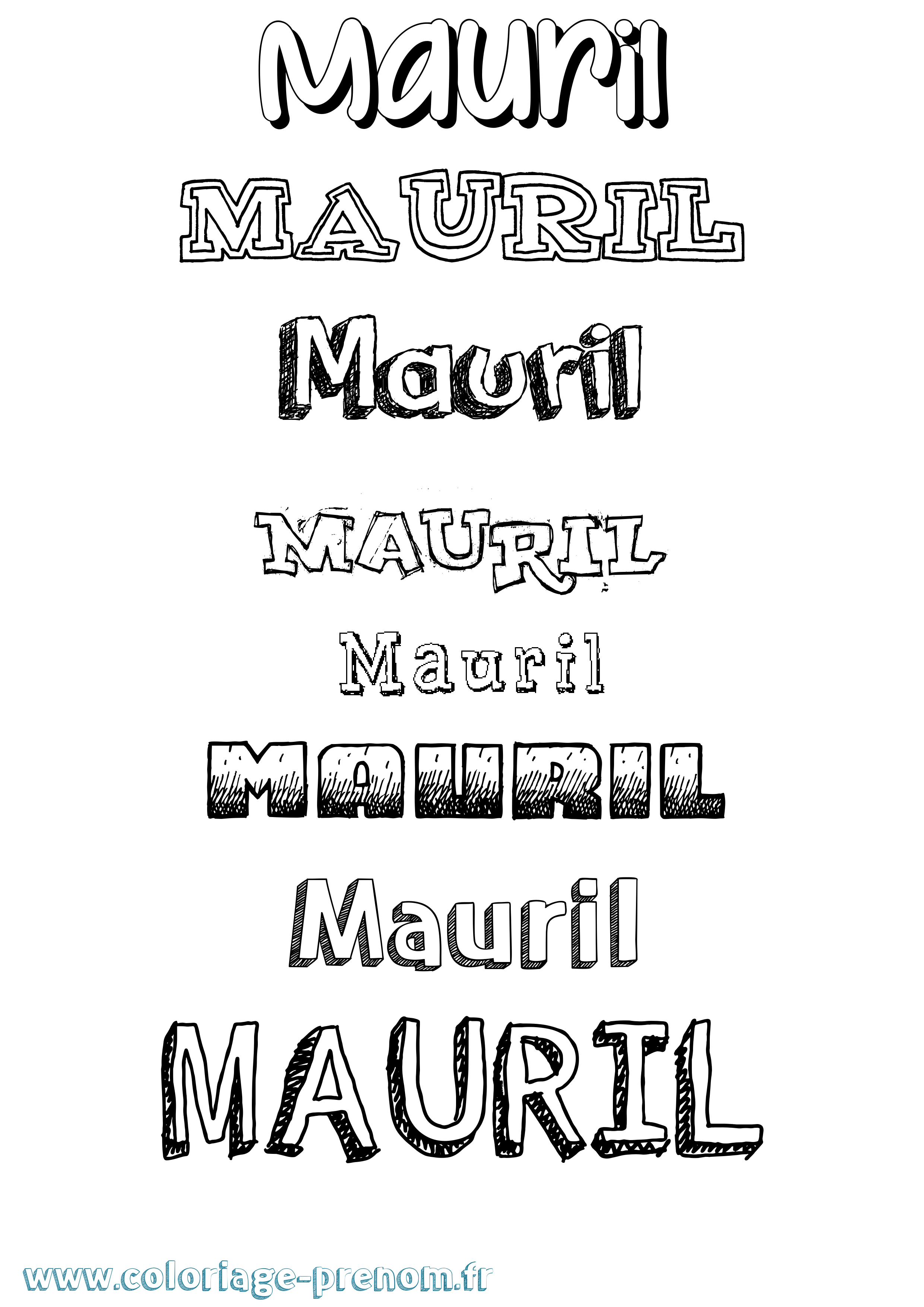 Coloriage prénom Mauril Dessiné