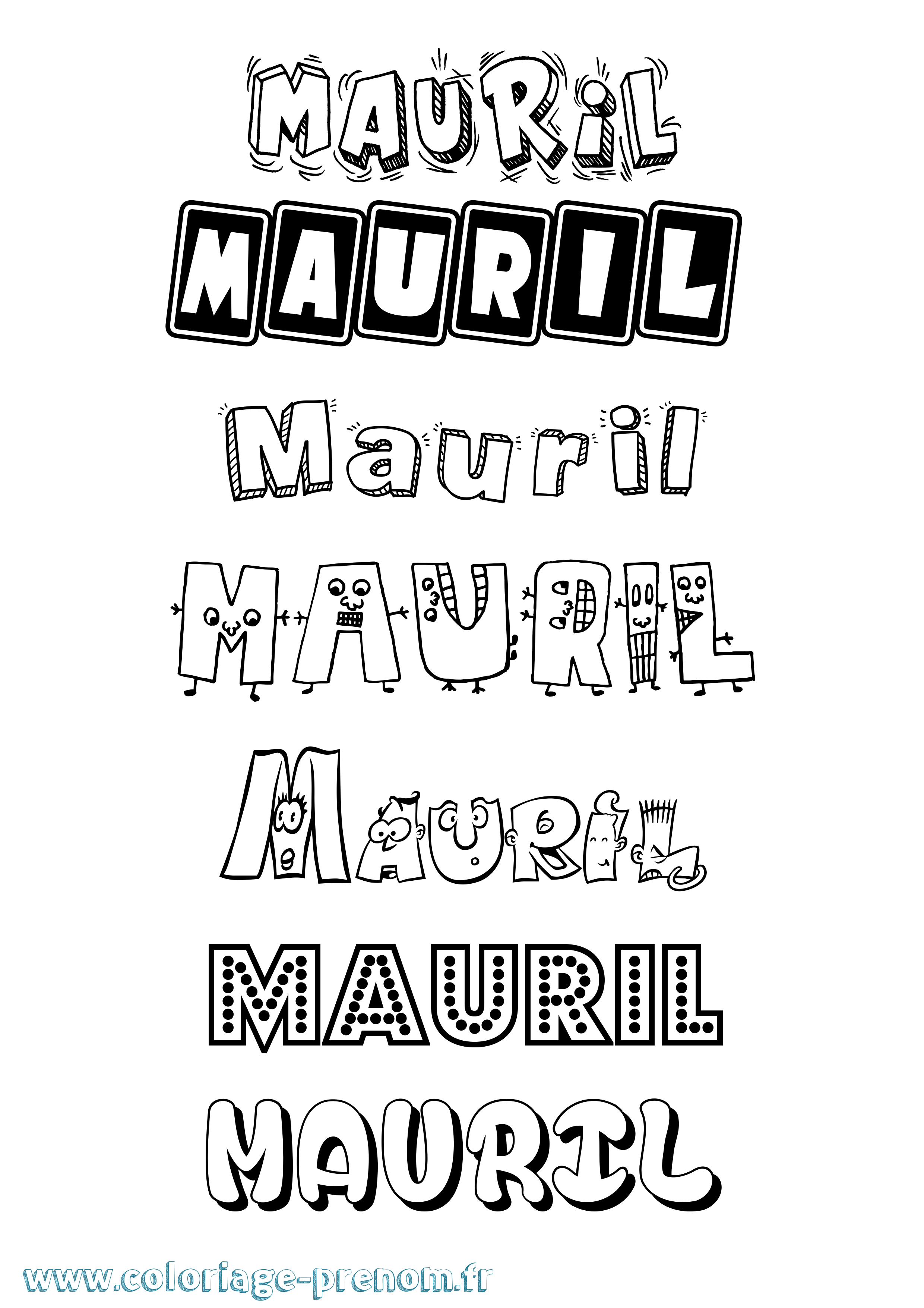 Coloriage prénom Mauril Fun