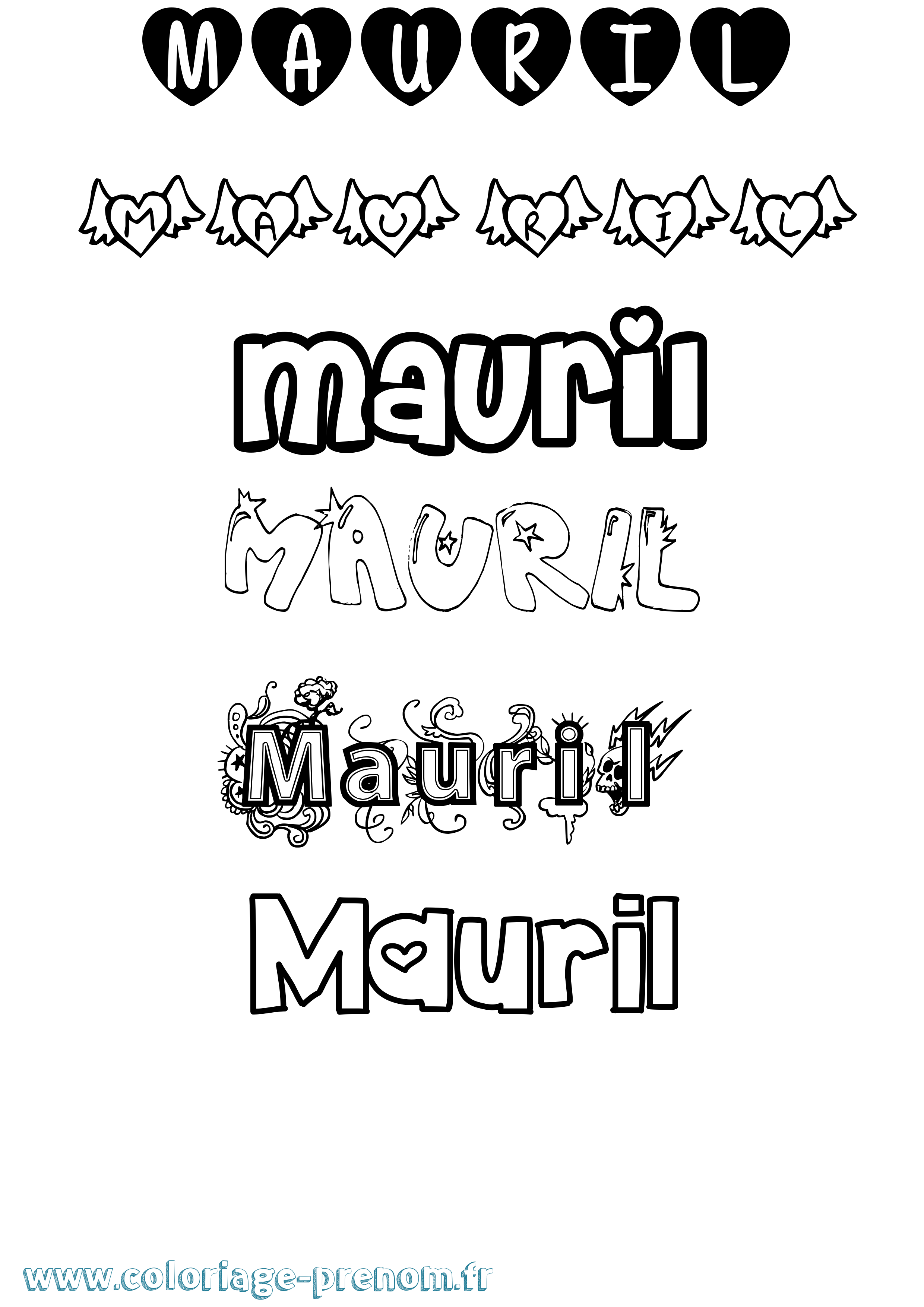 Coloriage prénom Mauril Girly