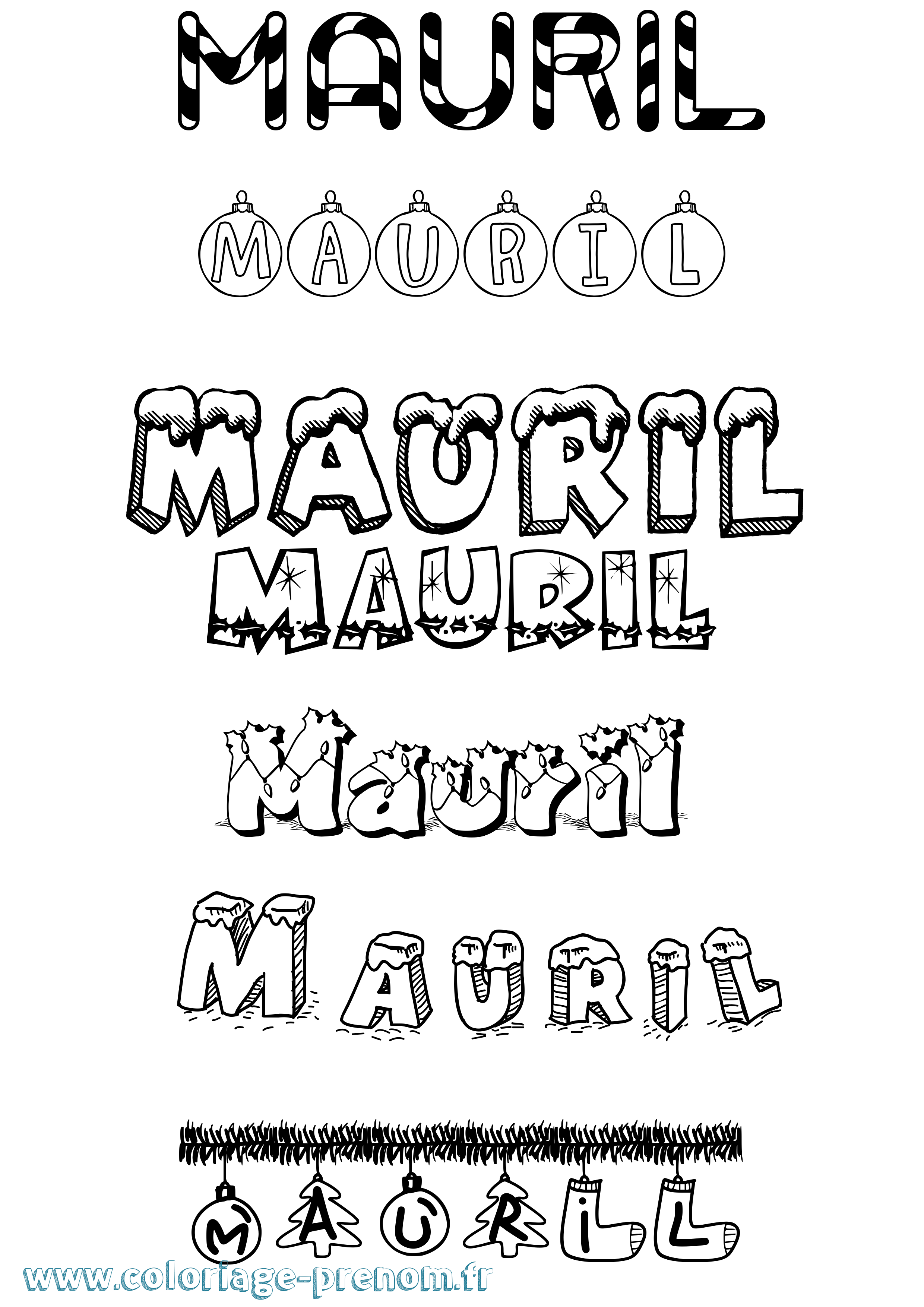 Coloriage prénom Mauril Noël