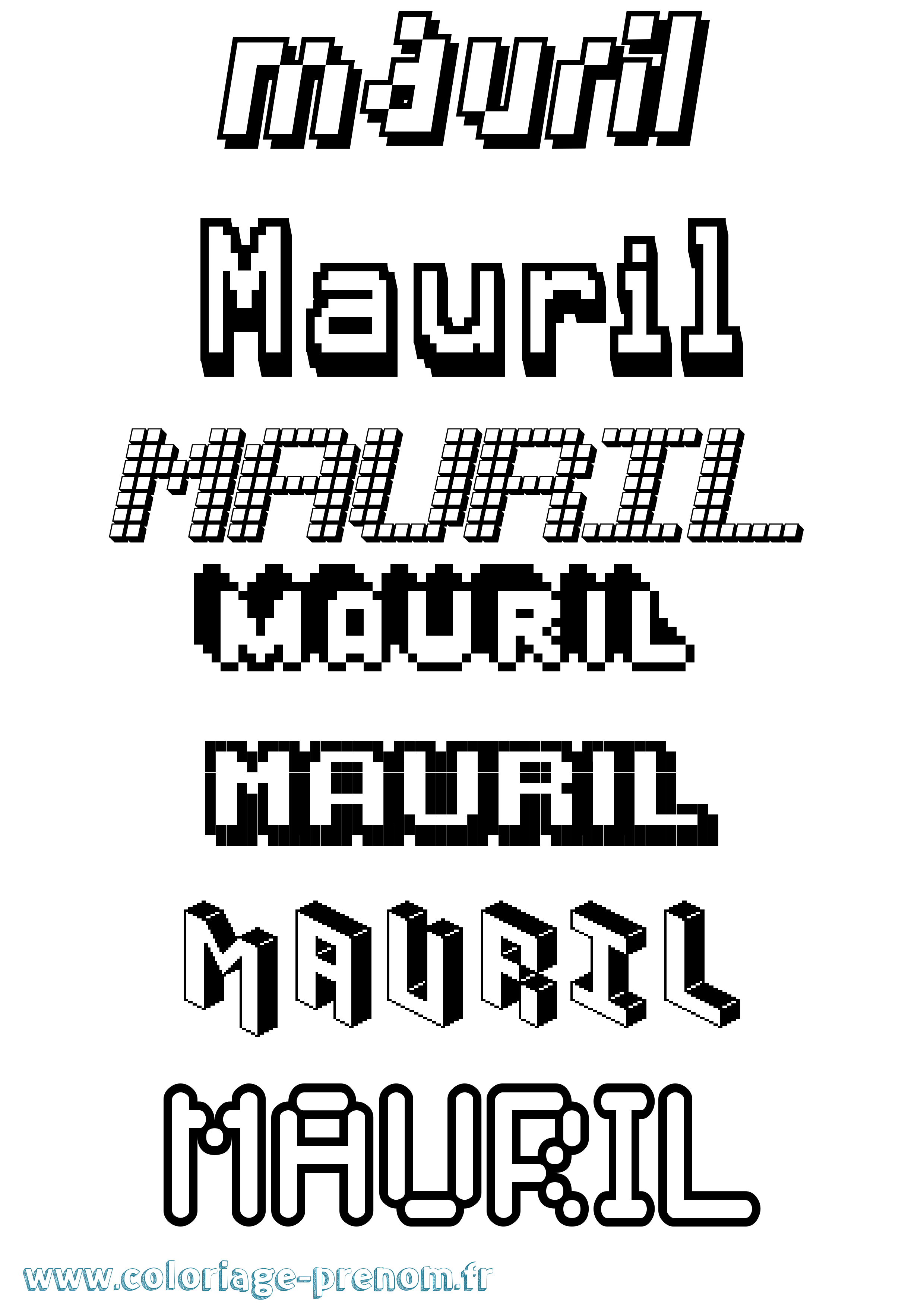 Coloriage prénom Mauril Pixel