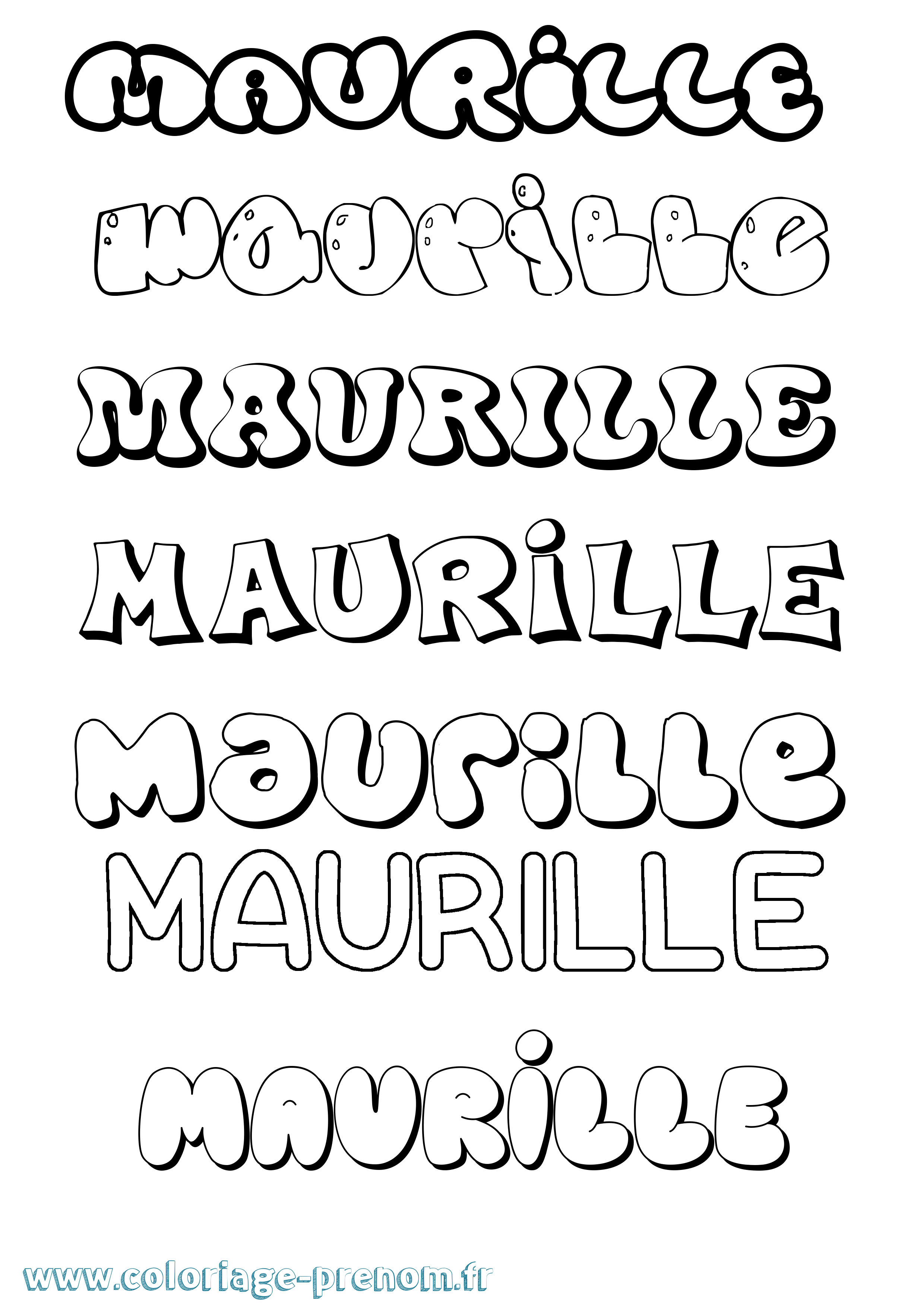 Coloriage prénom Maurille Bubble